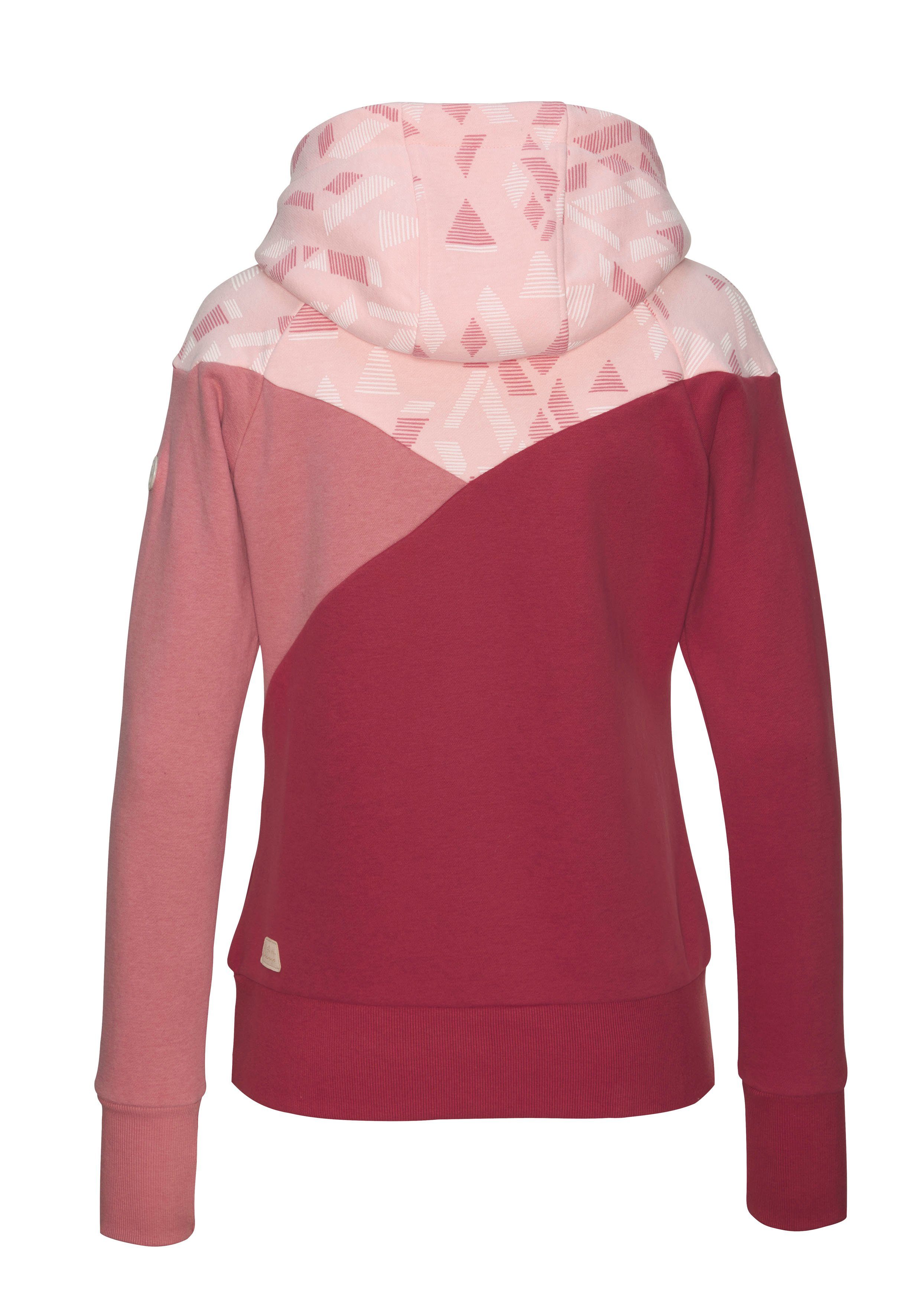Kapuzensweatshirt Muster Colorblock Ragwear mit PINK OLD CHELLI
