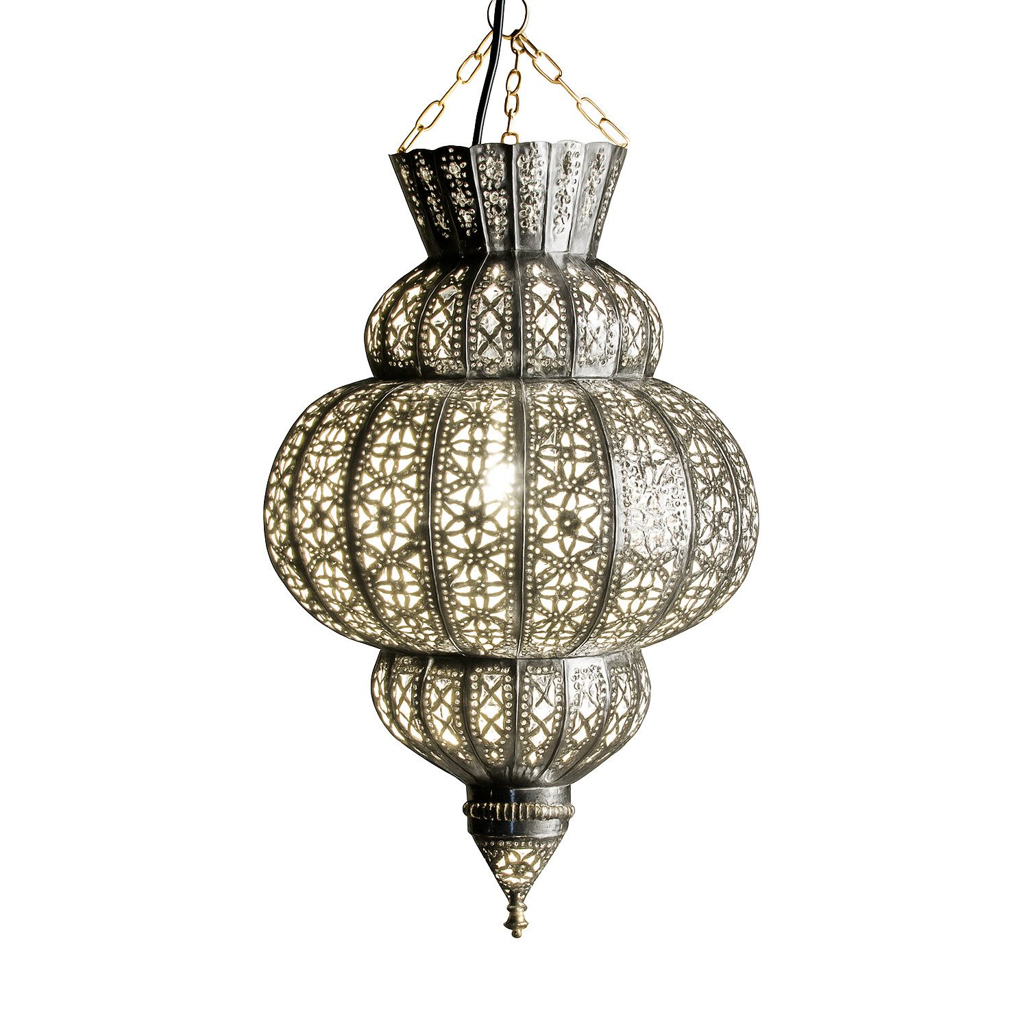 Marrakesch Orient & Mediterran Interior Pendelleuchte Orientalische Pendelleuchte Silber 45cm, Vintage Lampe für Wohnzimmer, Handarbeit
