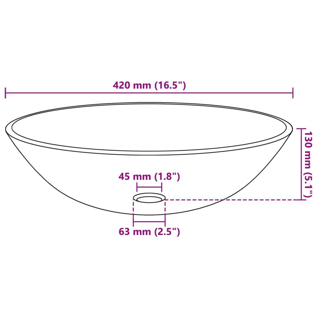vidaXL Waschbecken Waschbecken Hartglas 42 cm Mattiert, Waschbecken Hartglas 42cm Mattiert Aufsatzwaschbecken Waschschale – Bild 4 von 4