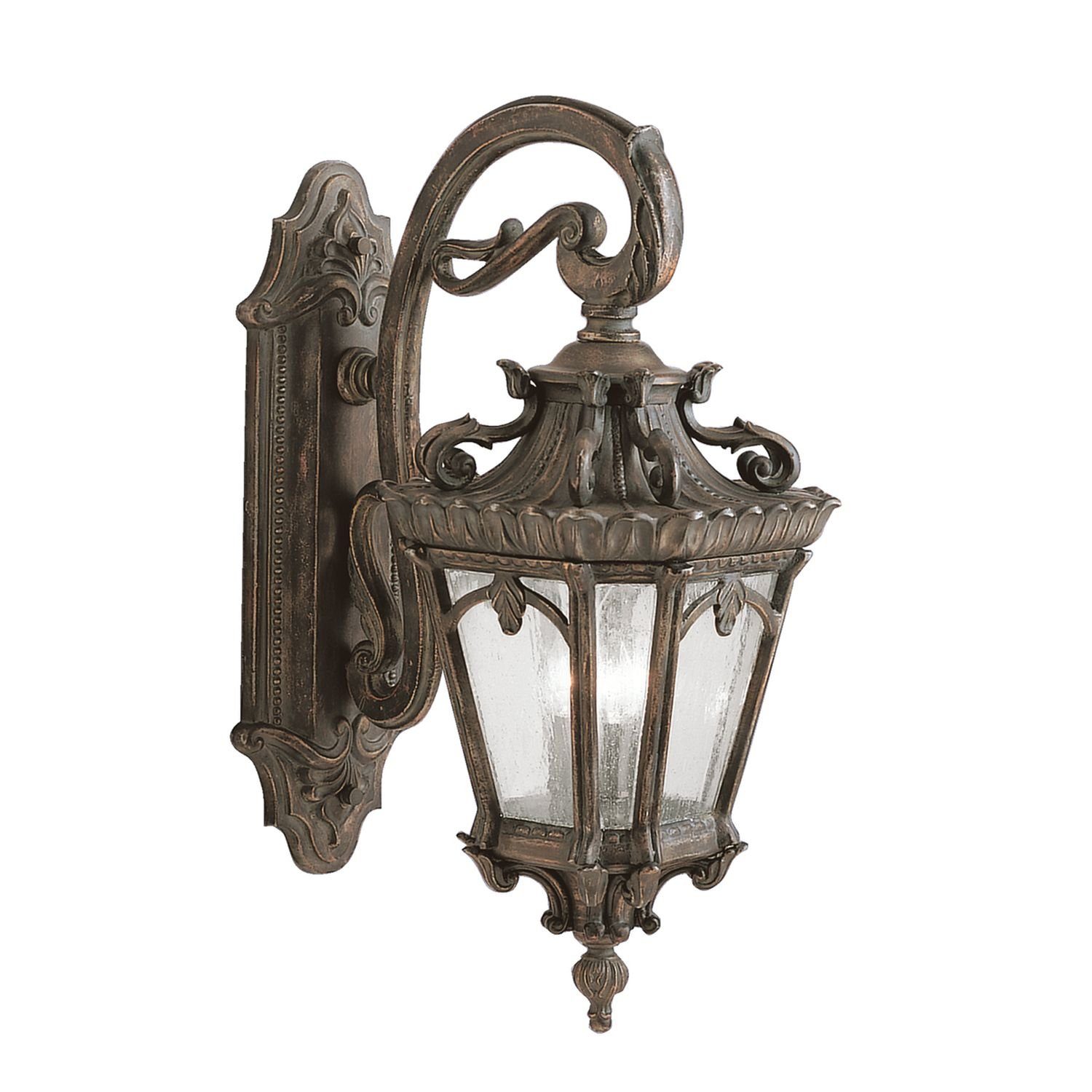 Licht-Erlebnisse Außen-Wandleuchte AMELIA, ohne Leuchtmittel, Außenlampe Wand IP44 Braun E14 Glas Aluminium Vintage Außenleuchte