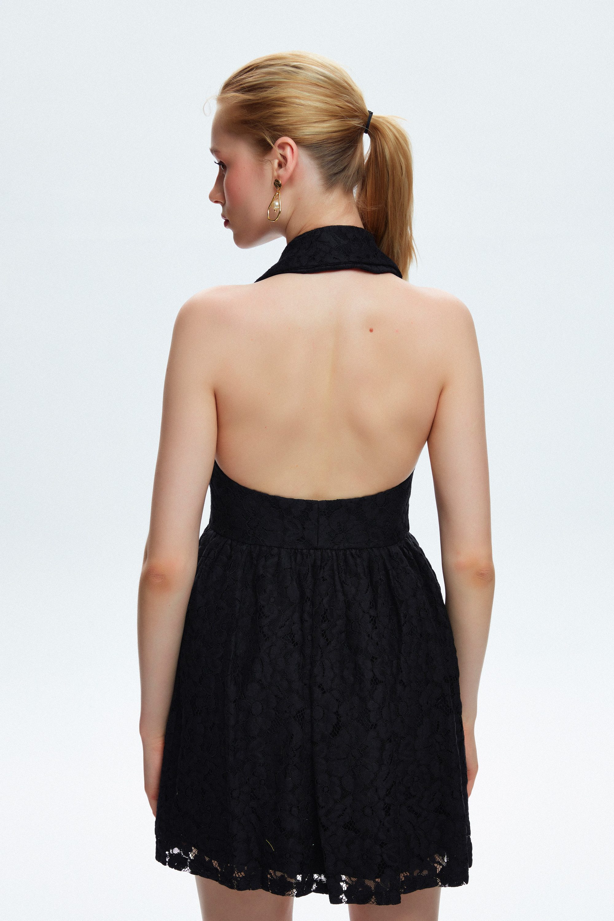 adL Cocktailkleid Mini-Spitzenkleid mit Neckholder