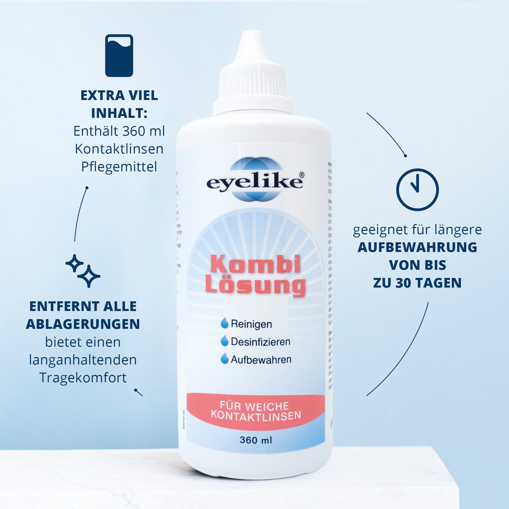 eyelike Kontaktlinsenflüssigkeit Eyelike Kombi-Lösung 360 ml – All-in-One Pflege für Kontaktlinsen