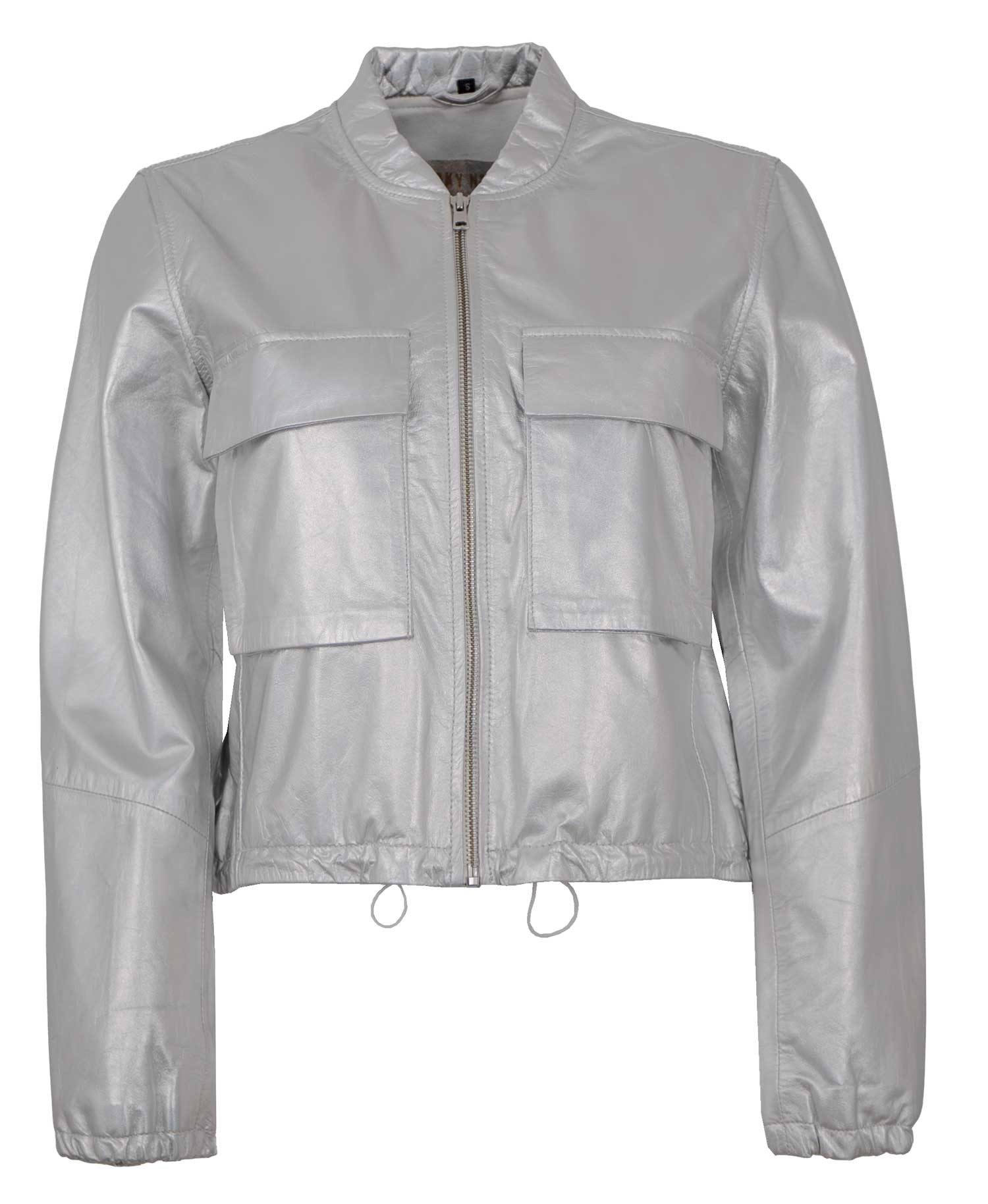 Freaky Nation Lederjacke New Kenso-FN Freaky Nation - Damen Lederjacke Lammnappa silber metallic