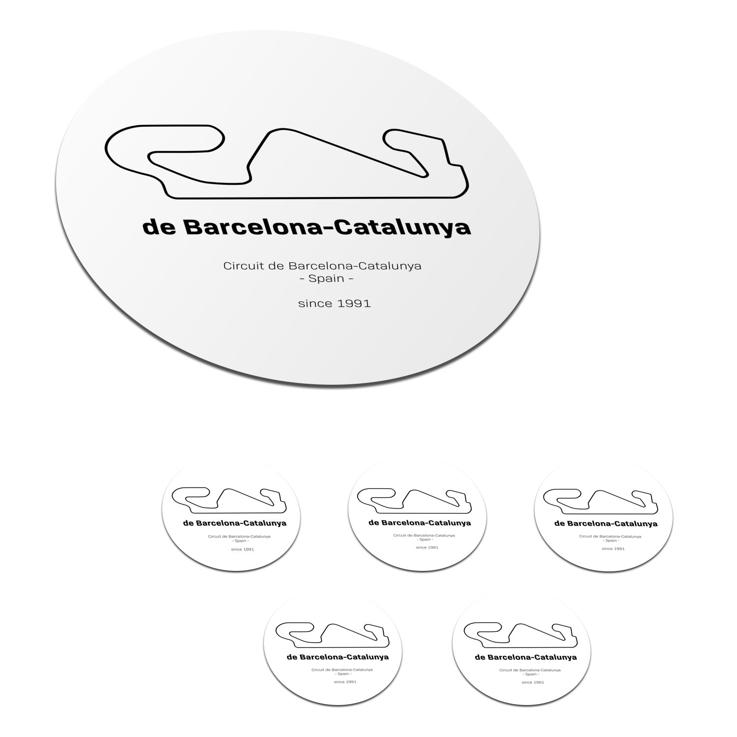 MuchoWow Glasuntersetzer F1 - Rennstrecke - Barcelona, Zubehör für Gläser, 6-tlg., Getränkeuntersetzer, Tassenuntersetzer, Korkuntersetzer, Tasse, Becher