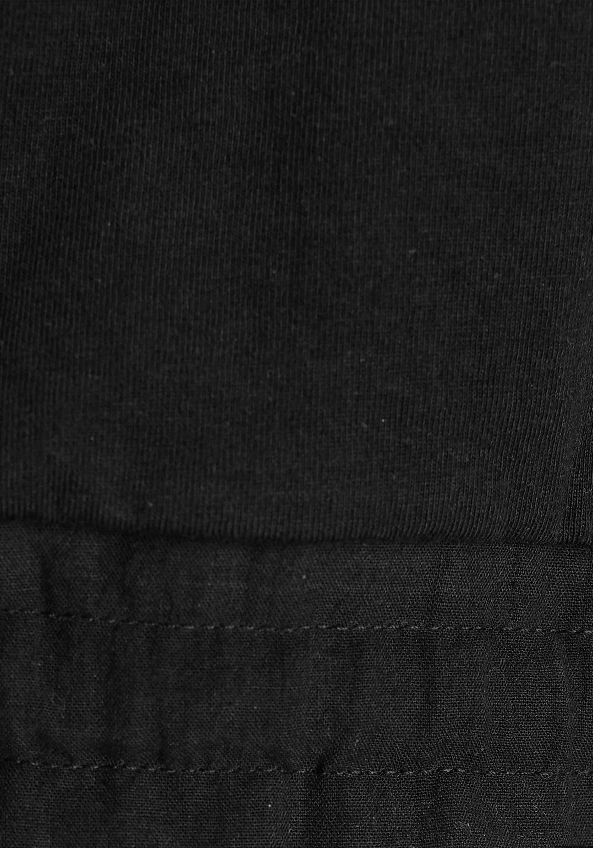 Boysen's Fledermausshirt Saum mit Web-Einfassung schwarz und Tunnelzug
