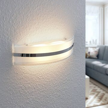Lindby LED Wandleuchte Zinka, LED-Leuchtmittel fest verbaut, warmweiß, Modern, gefrostetes Glas, Metall, weiß, chrom, 2 flammig, inkl.