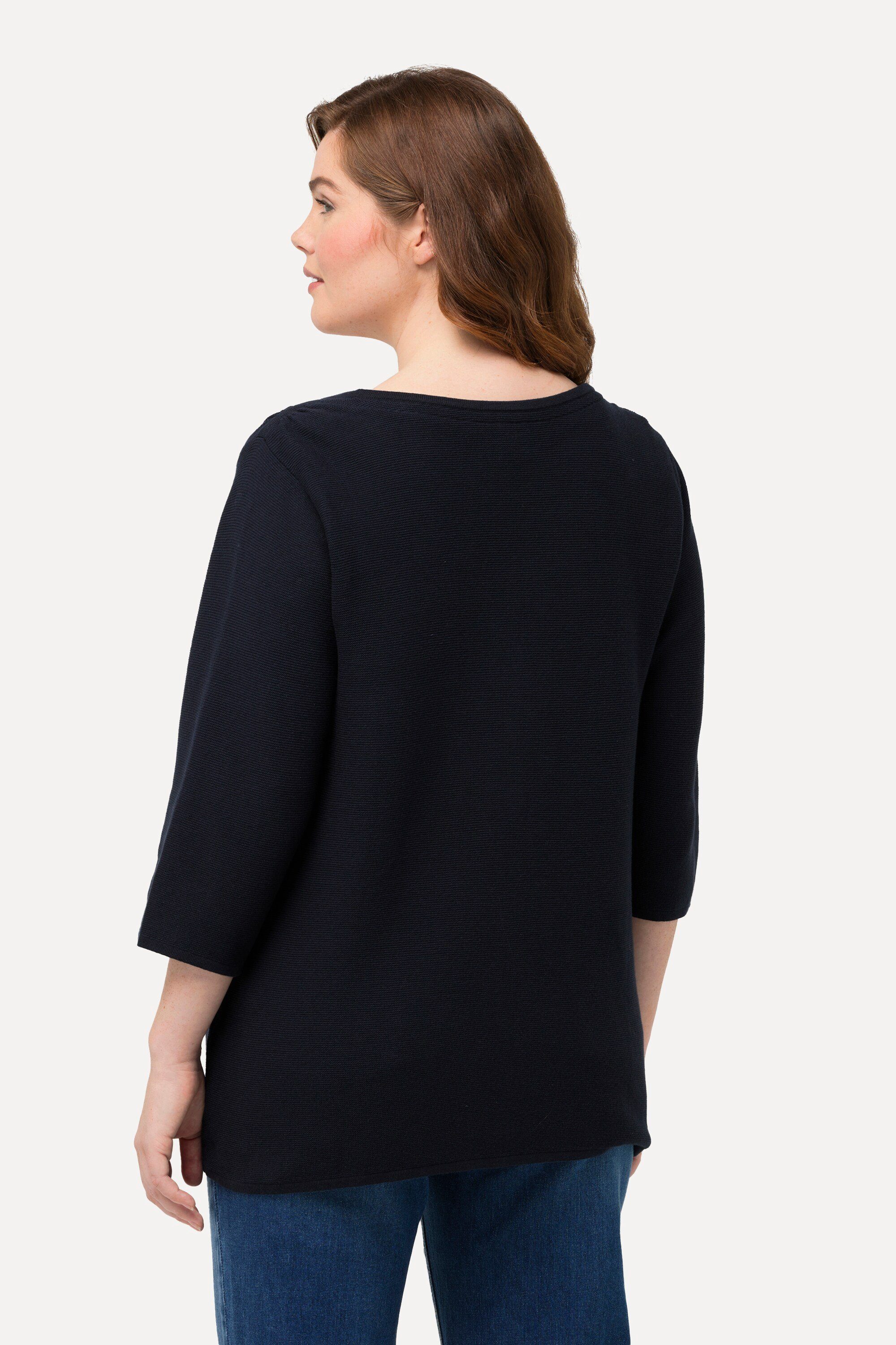 Ulla Popken Strickjacke Strickjacke V-Ausschnitt 3/4-Arm Biobaumwolle – Bild 5 von 5