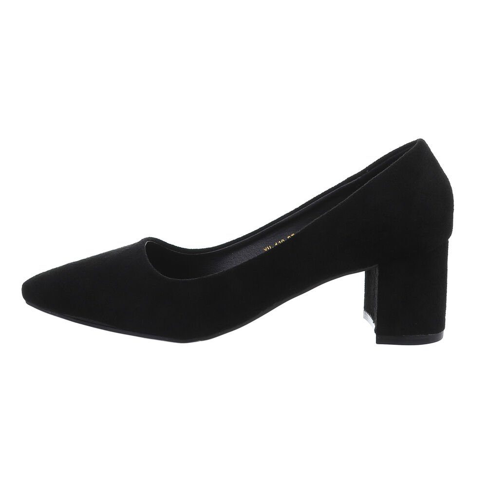 Blockabsatz Abendschuhe Elegant Ital-Design Schwarz Damen Pumps Klassische Pumps in