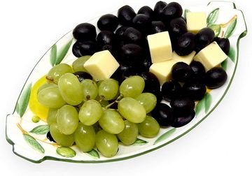 Lashuma Servierteller Zitrone Olive, Keramik, (1-tlg., 25 x 15 cm), Ovaler Teller zum Servieren von Fleisch - Obst - Aufschnitt