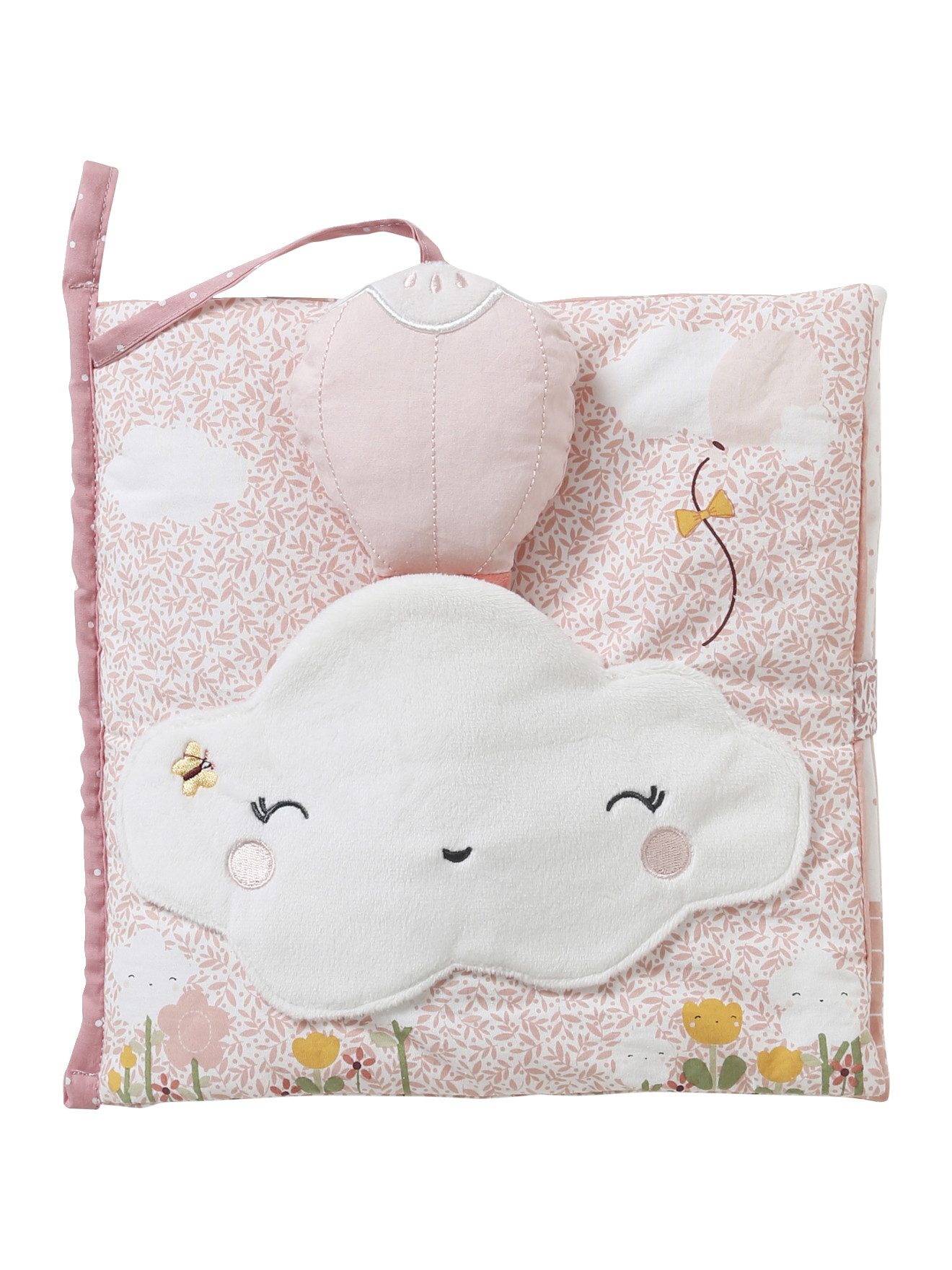 Schmusetuch Baby Stoffbuch mit Plüschtieren ROSA WELT
