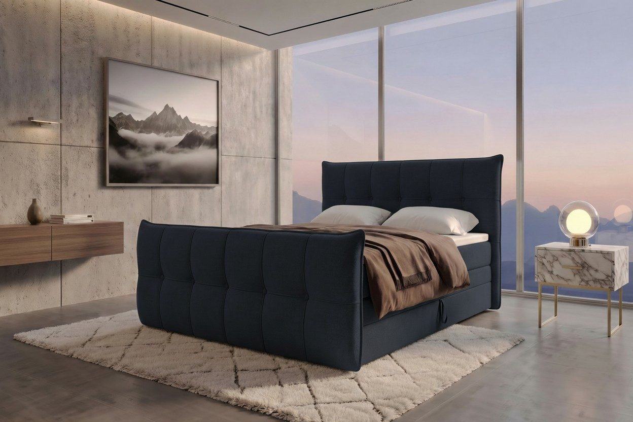 Sofa Dreams Boxspringbett Boxspringbett Marbella (Schlafzimmerbett, Bett), 140/160/180/200x200 cm, in Jacquard TRESOR, mit Topper, Bettkasten