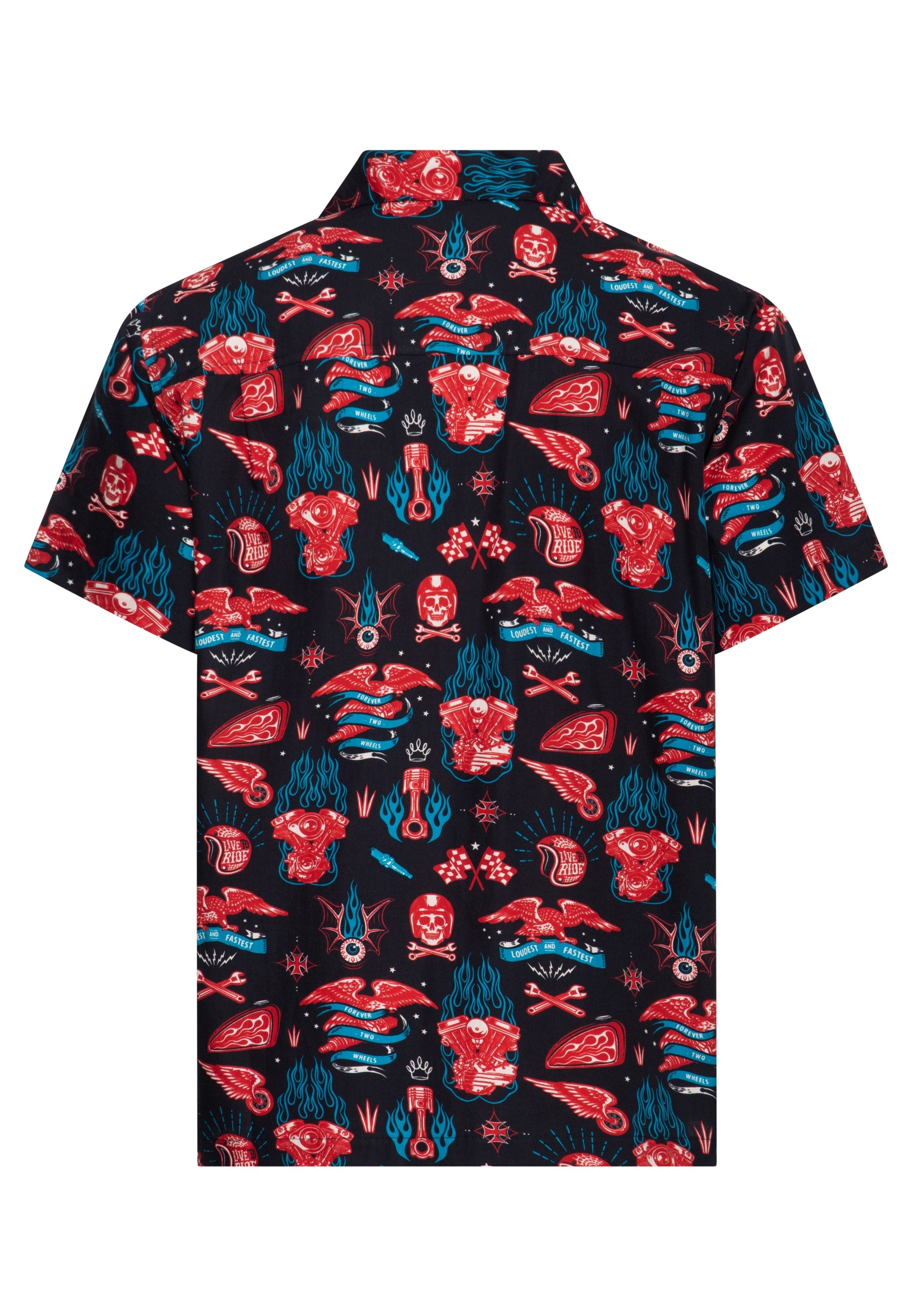 KingKerosin Kurzarmhemd Kustom Kulture mit Allover-Druck