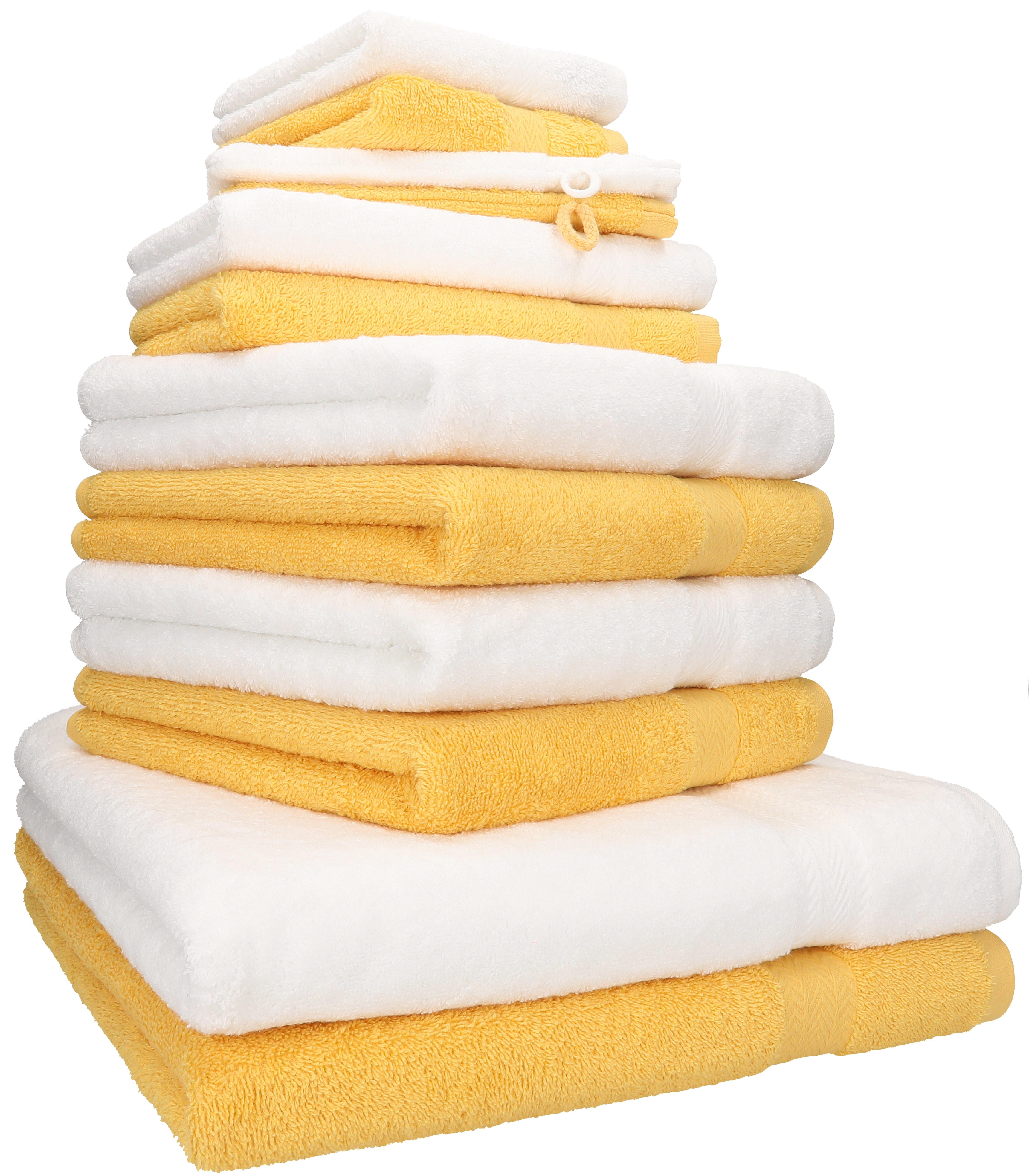 Betz Handtuch Set 12-TLG. Handtuch Set Premium Farbe weiß/honiggelb, 100% Baumwolle, (12-tlg)