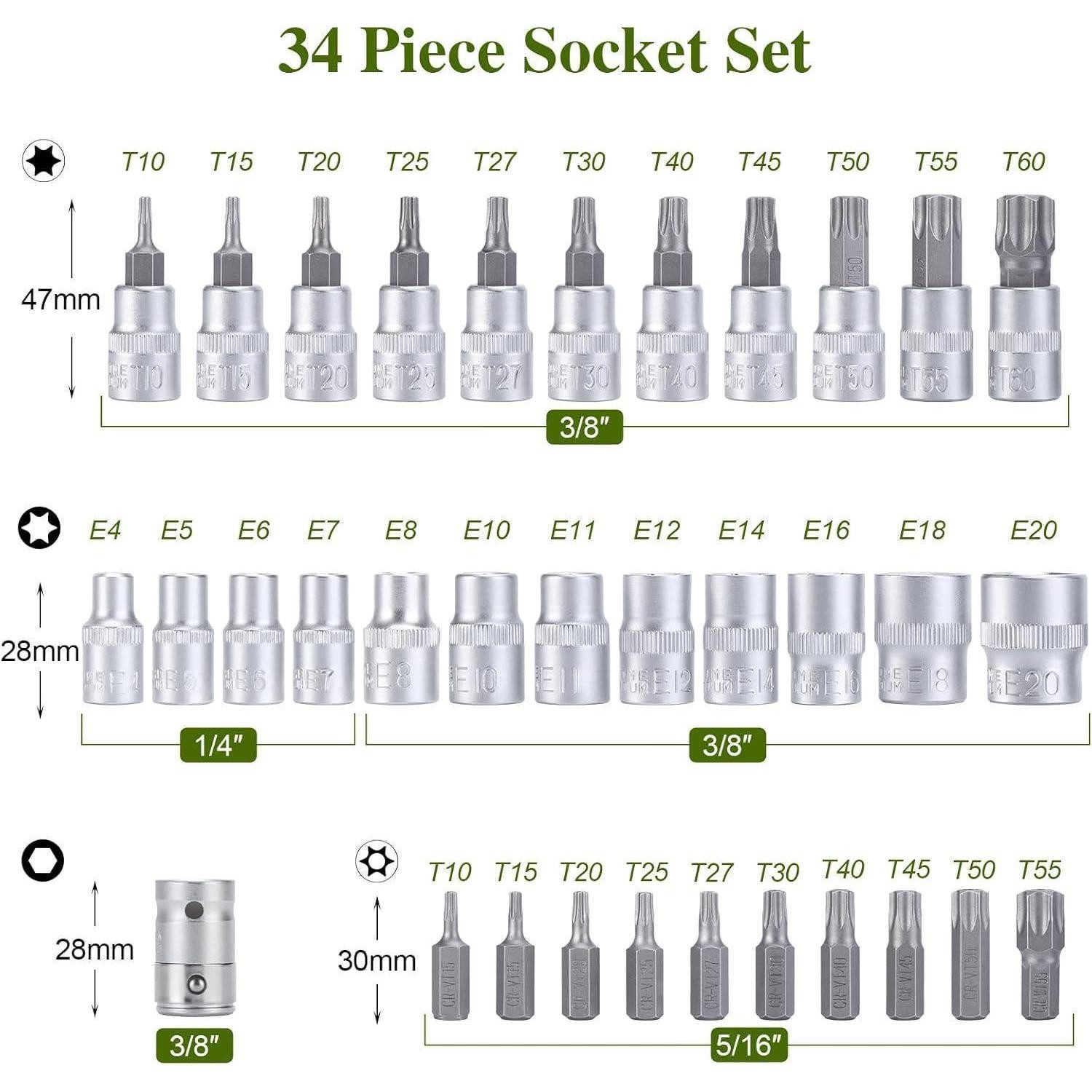 LuxusKollektion Bit- und Steckschlüsselset Torx Nuss Set Stecknuss Bit ...