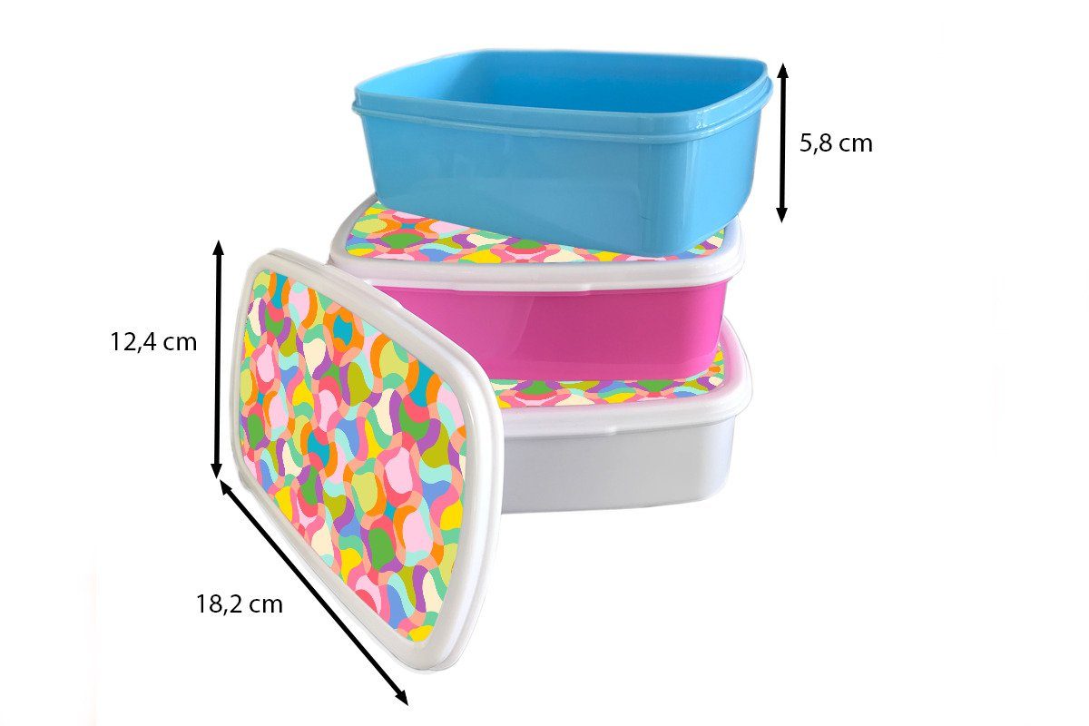 Kinder (2-tlg), Abstrakt Brotbox Lunchbox Retro, Farben weiß Kunststoff, für - - Brotdose, Erwachsene, und für und MuchoWow Design - Jungs Mädchen