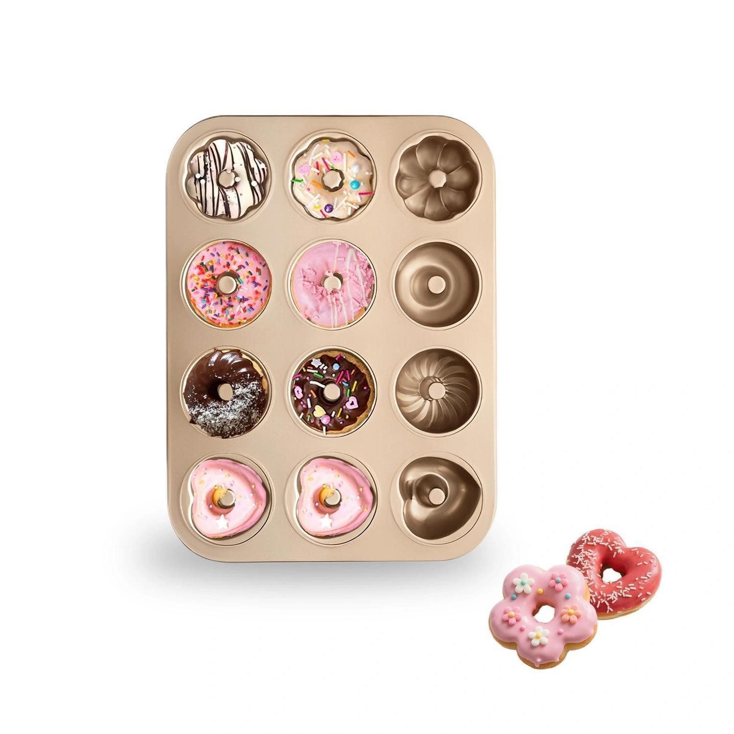 LuxusKollektion Donutform Donut-Backform 2er Set 24 Mulden Antihaft, (2-tlg)