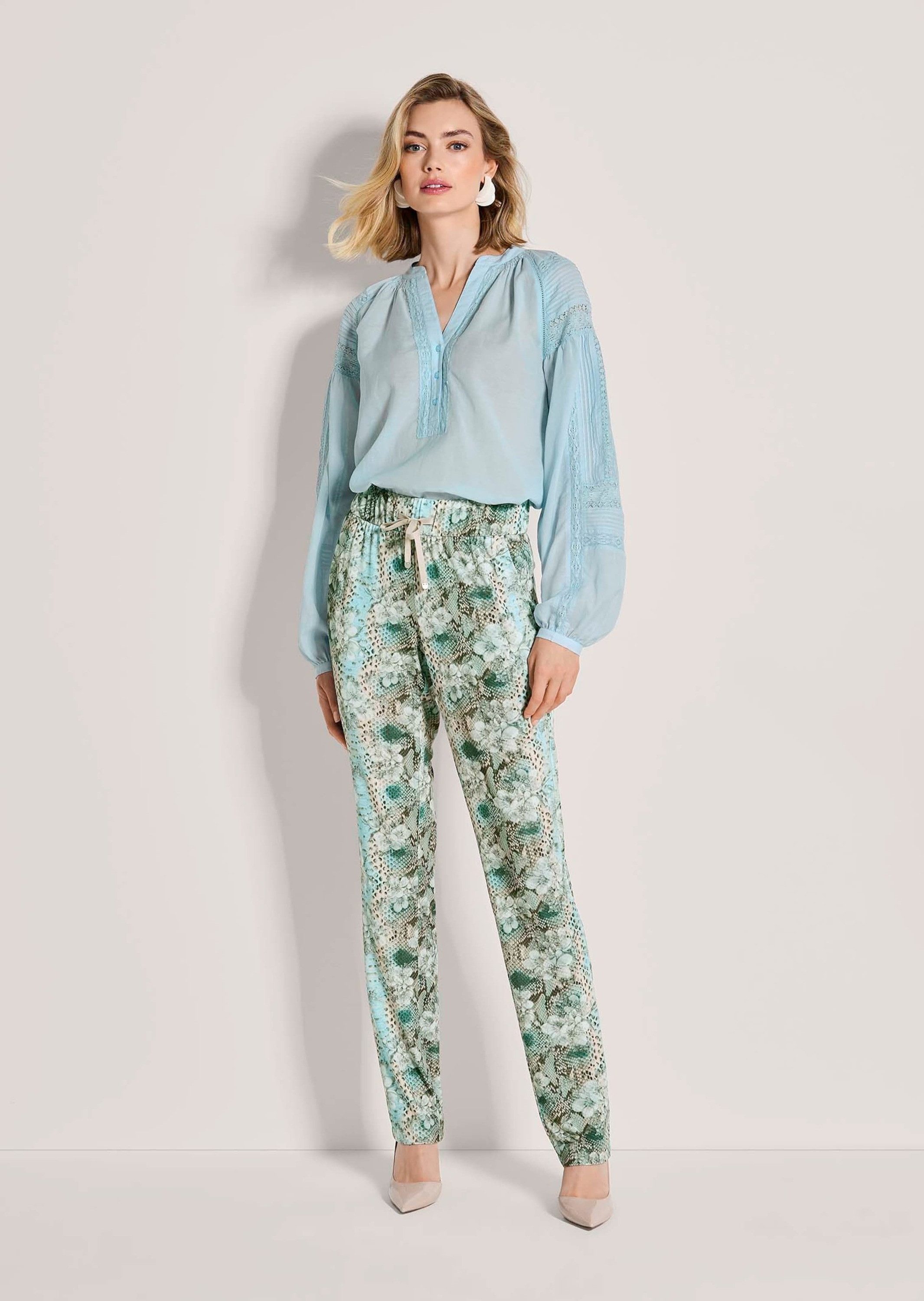 Jerseyhose Druckhose mit Animal- und Blütenprint