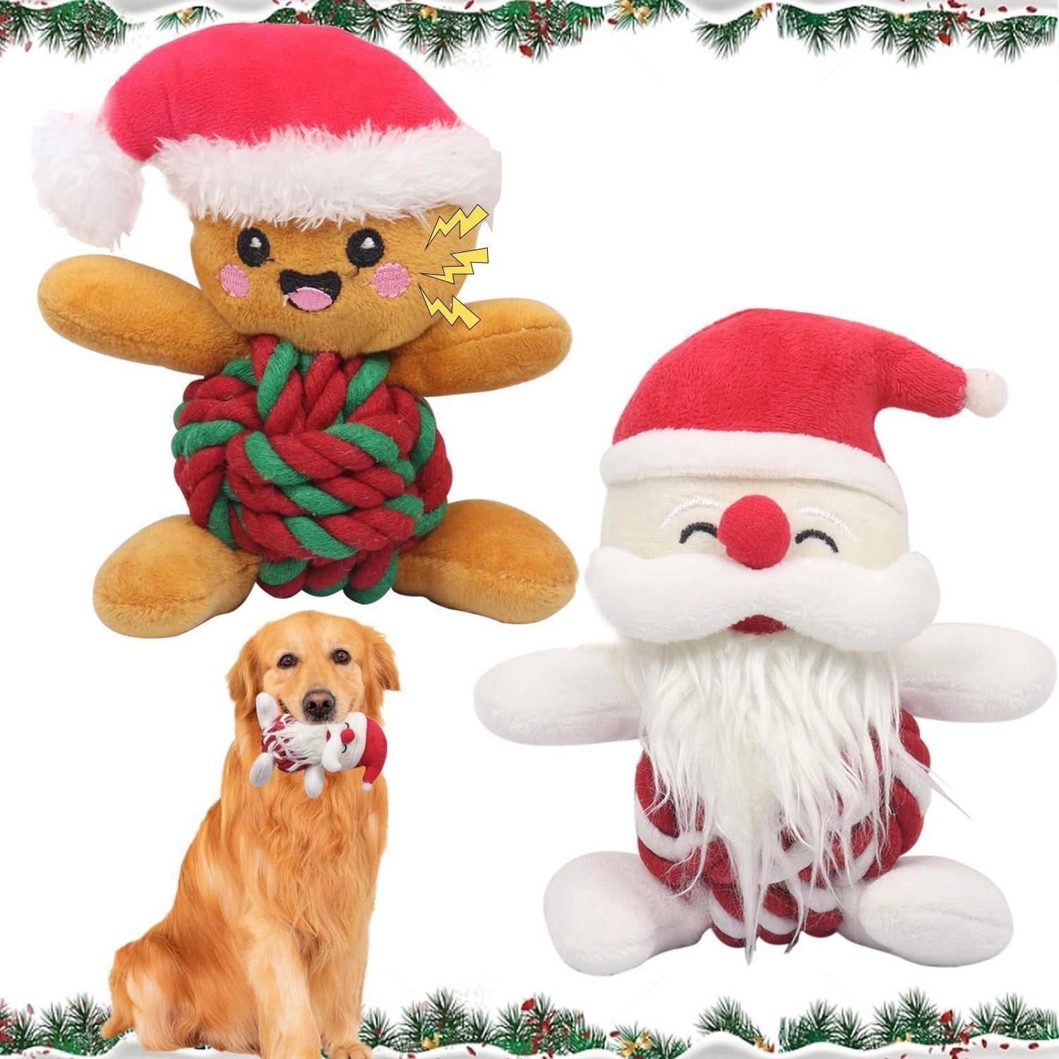 LuxusKollektion Kuscheltier 2er Set Hundespielzeug Weihnachten Quietschplüsch (2-St)