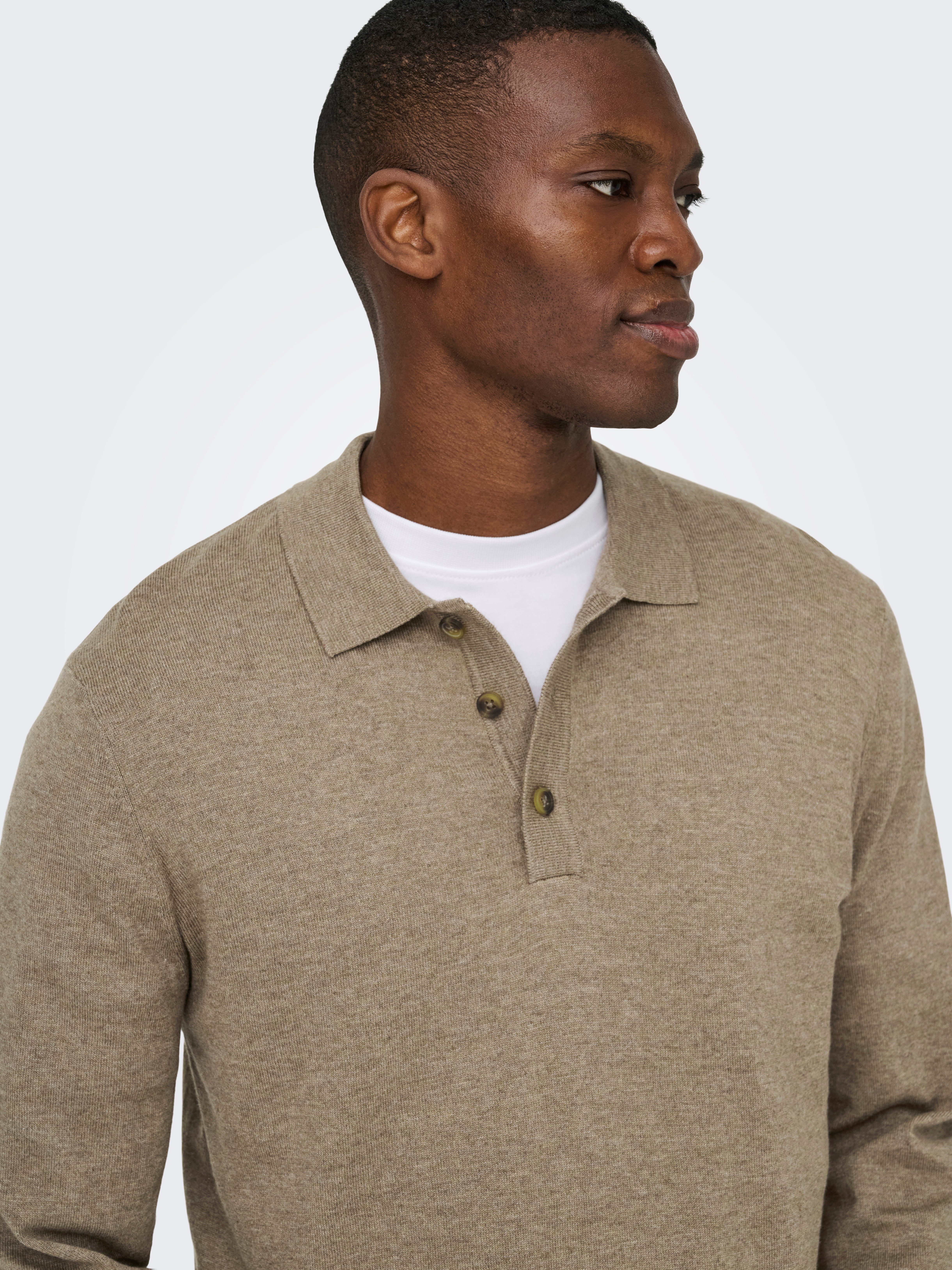 ONLY & SONS Polokragenpullover ONSLOUI REG 12 LS MEL POLO KNIT