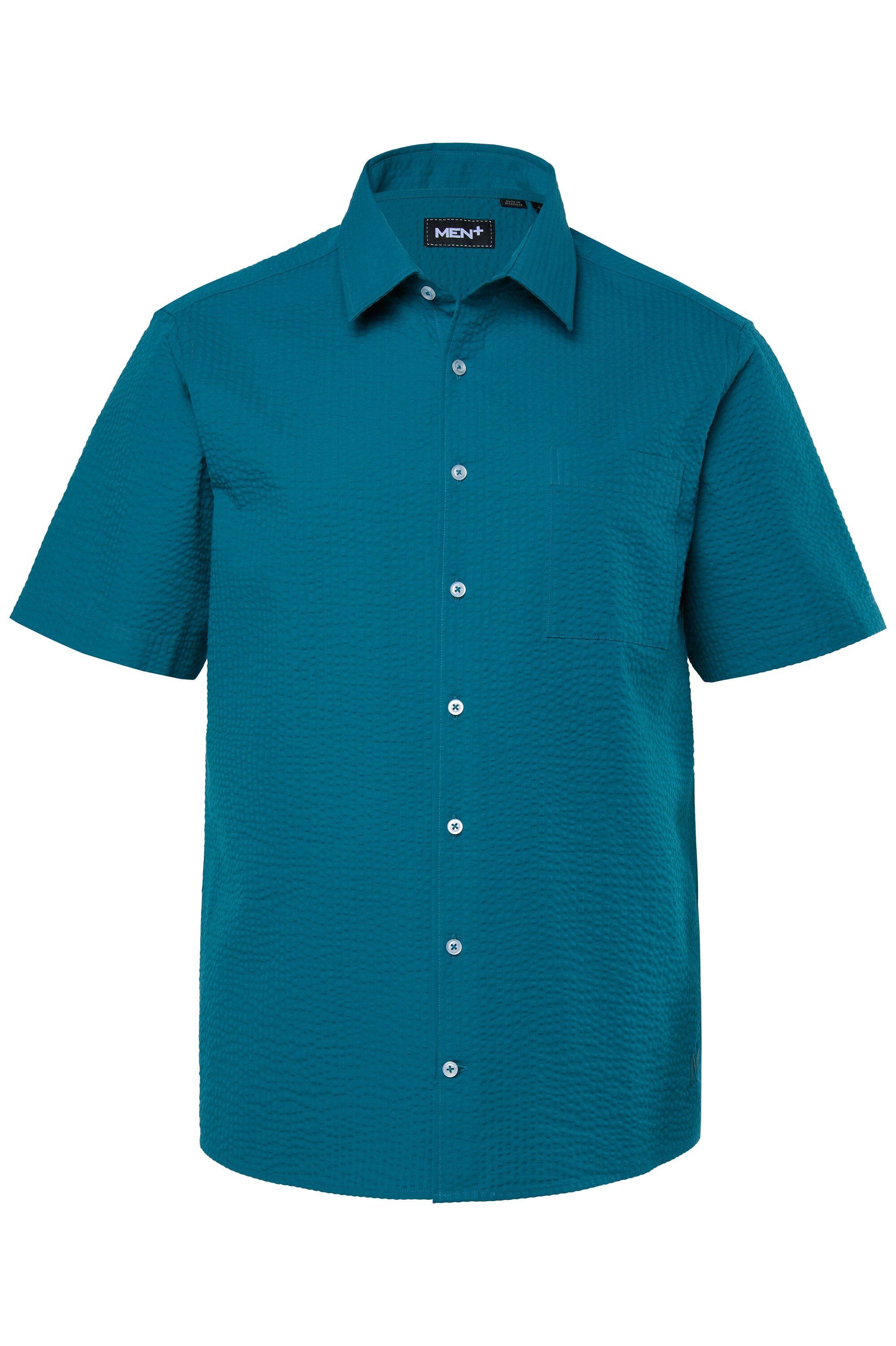 Men Plus Kurzarmhemd Men+ Seersucker-Hemd Halbarm Kentkragen Boxy Fit günstig online kaufen