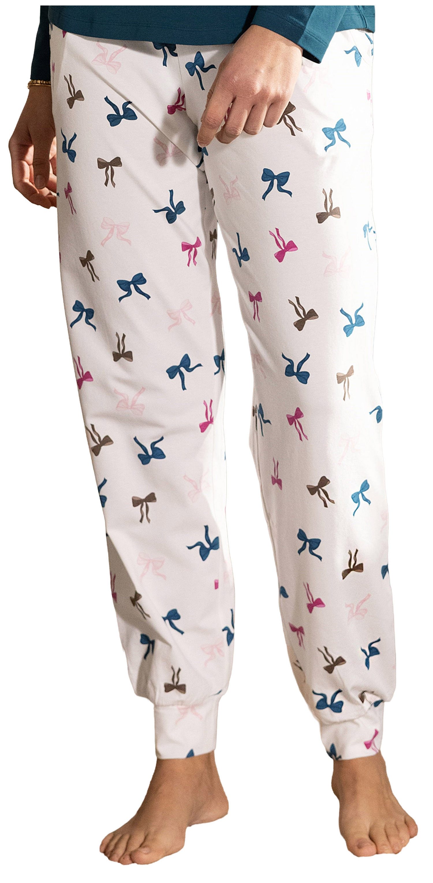 Nina Von C. Pyjamahose Damen Schlafanzughose mit Bündchen (1-tlg) Modisches Design