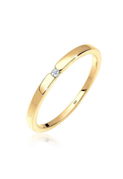 Elli DIAMONDS Verlobungsring Verlobung Solitär Diamant 0.015 ct. 585 Gelbgold
