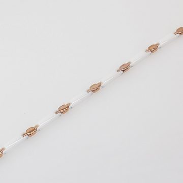 ELLAWIL Collier-Set Damenhalskette Schmuckset Kette Collier & Armband Halskette (aus weißer Keramik mit rosegoldfarbener Edelstahl, Kettenlänge 49 cm, Armbandlänge 20 cm, Breite 6 mm), inklusive Geschenkschachtel
