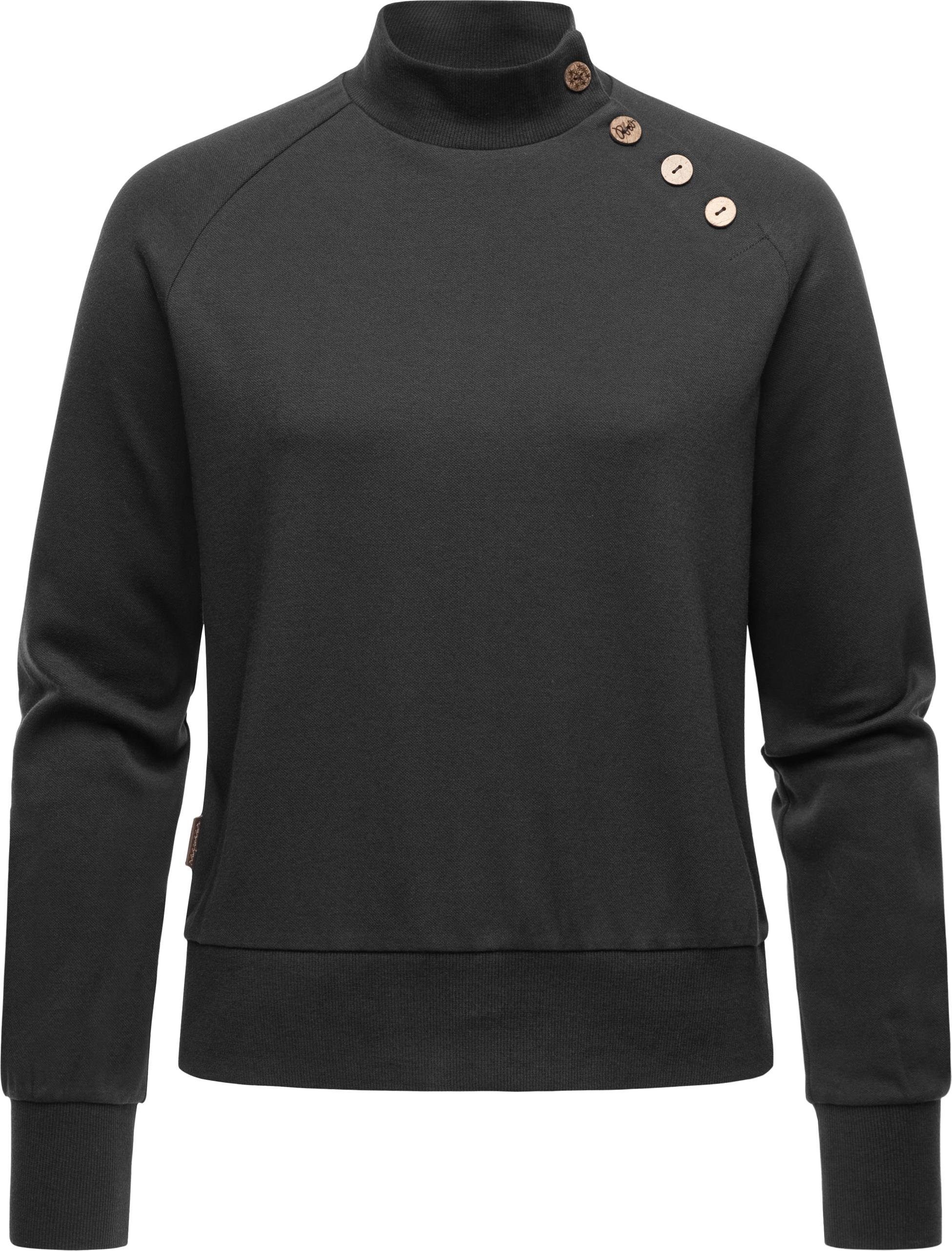 Ragwear Sweatshirt Majjorka Solid Damen Langarmshirt mit Rippbündchen und Zierknöpfen navy
