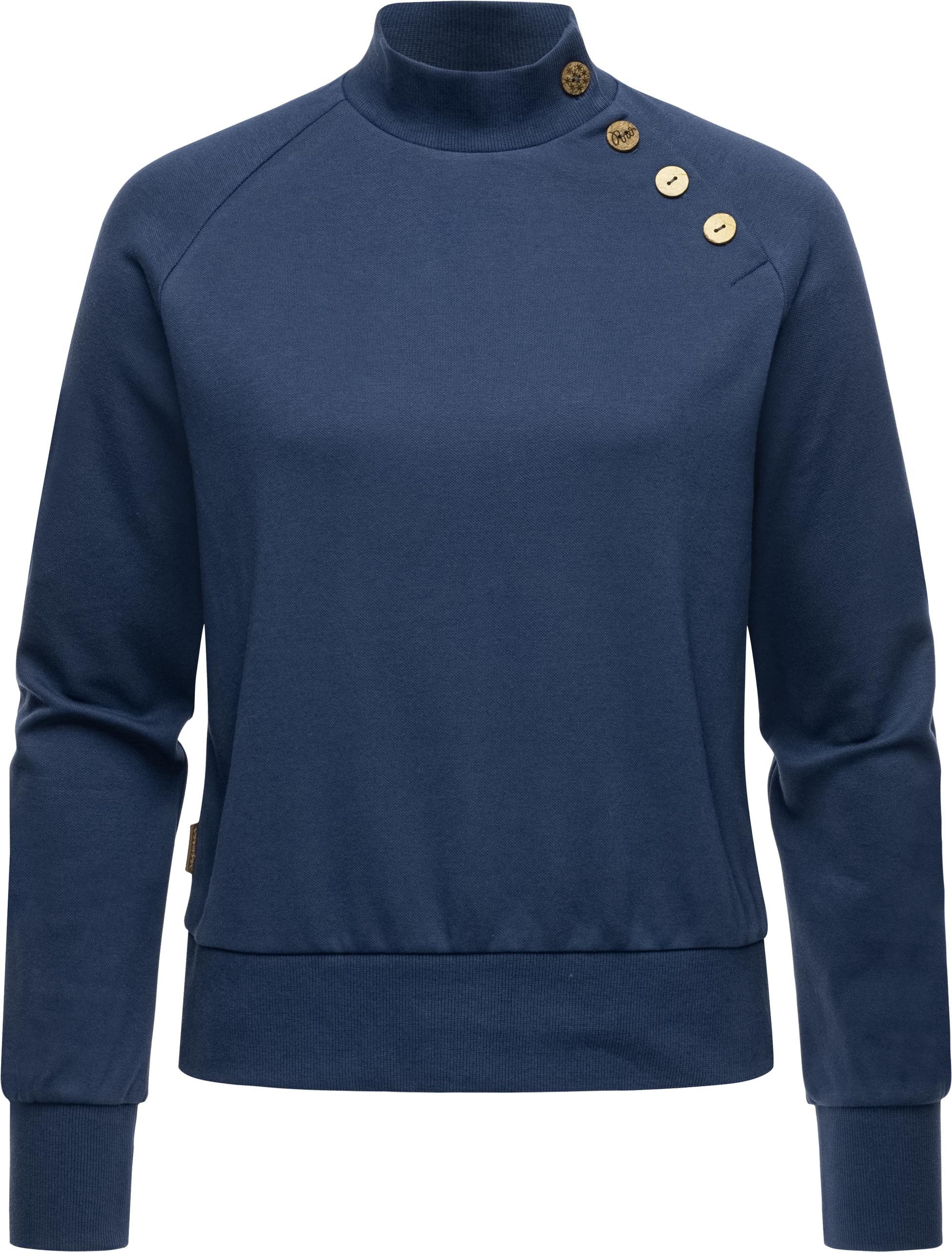 Ragwear Sweatshirt Majjorka Solid Damen Langarmshirt mit Rippbündchen und Zierknöpfen
