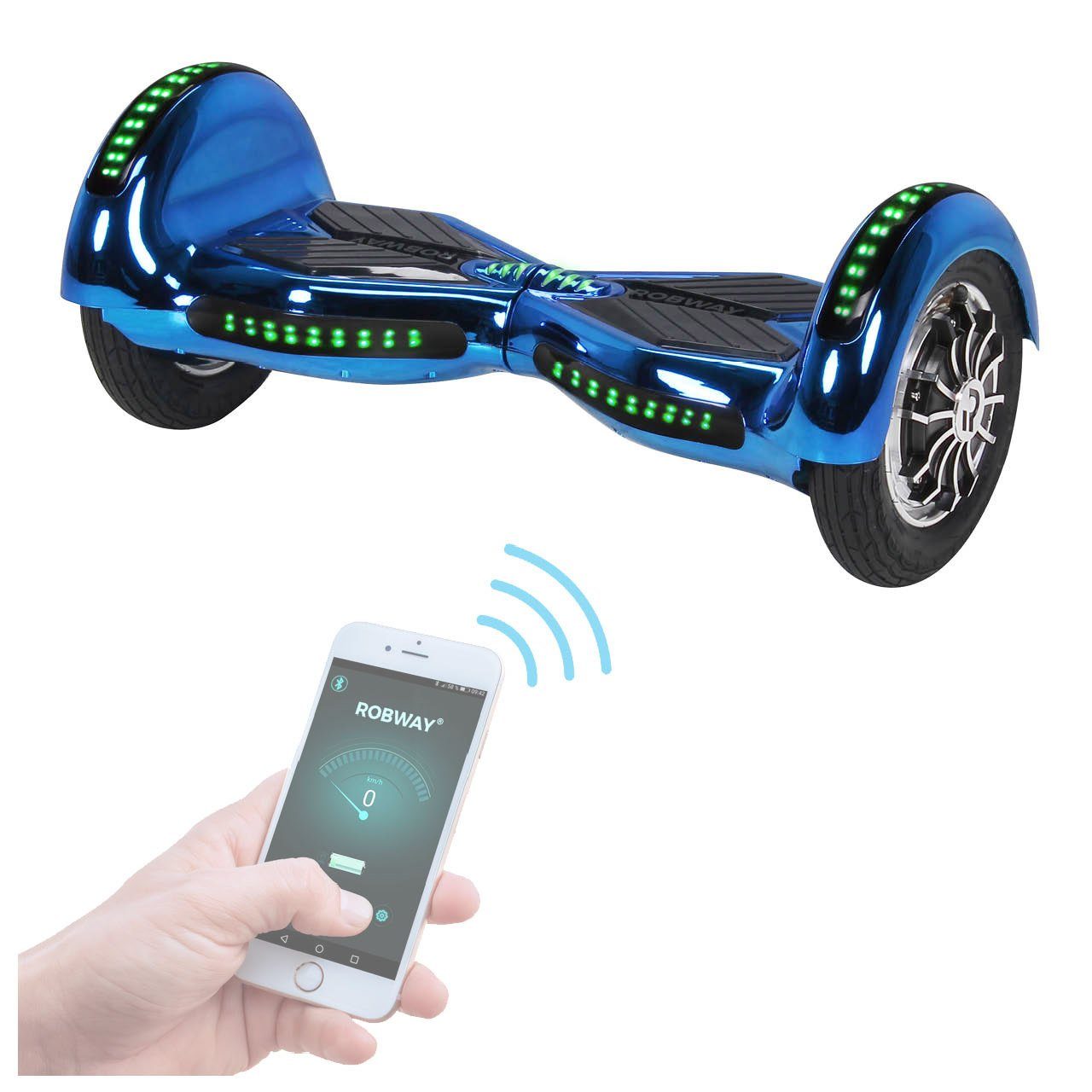 Robway Balance Scooter Hoverboard W3 inkl. Samsung Akku 10” inkl. integrierte Lautsprecher, 800,00 W, 15,00 km/h, (Hoverboard für Erwachsene & Kinder, 1 tlg), Self-Balance-Scooter - Bluetooth - Robway App - LED - Gyrosensoren