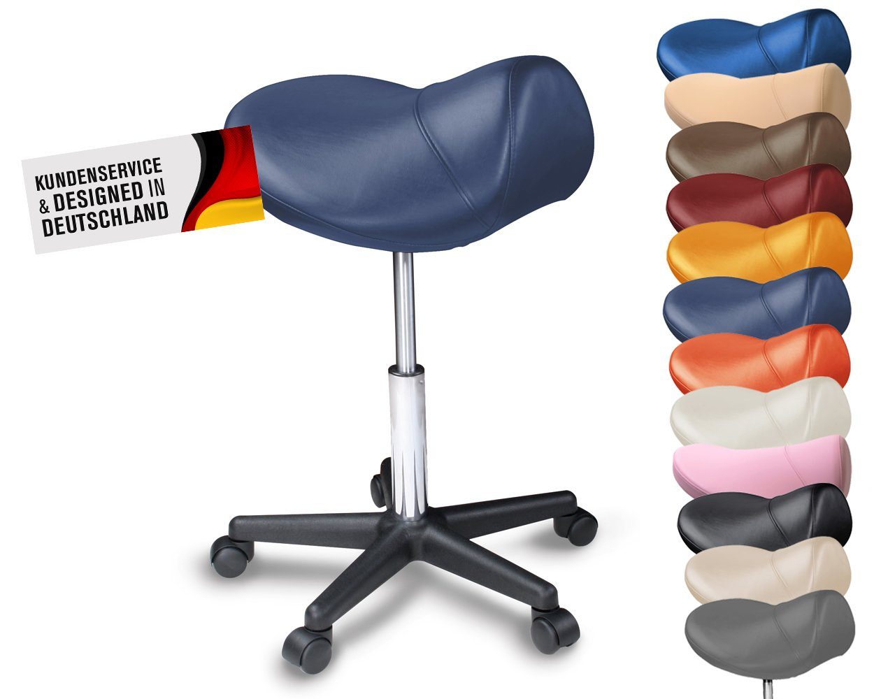 Ergonomischer Schreibtischhocker Mit Lehne – Höhenverstellbar (43-55cm) & Drehbar