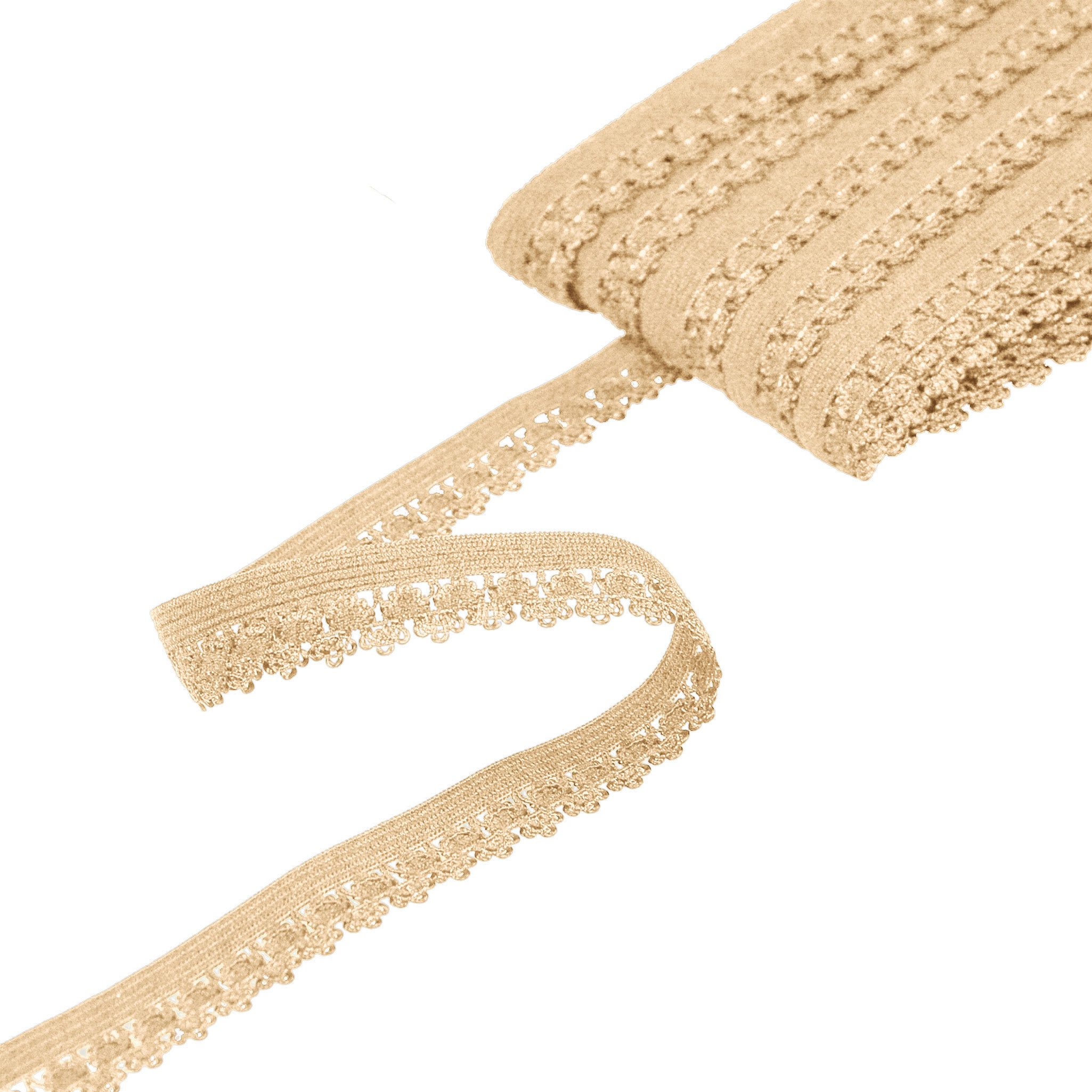maDDma Gummiband Spitzenband elastisch 18mx25mm Gummilitze Gummiband Spitzenband, beige