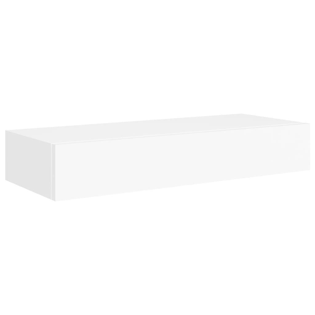 furnicato Wandregal mit Schublade Weiß MDF 60x23,5x10 cm