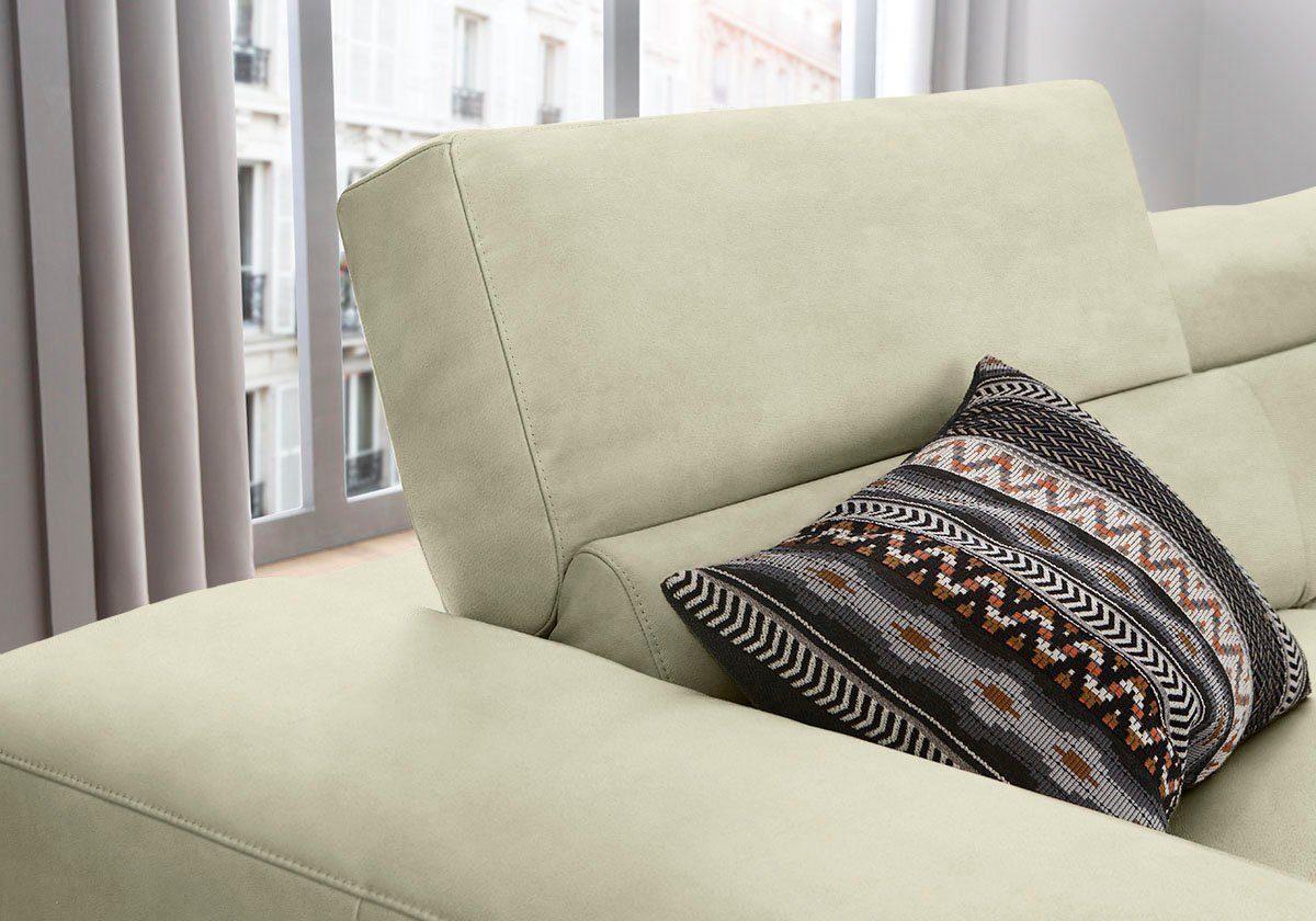 W.SCHILLIG Ecksofa piedroo, Designsofa mit tollem Sitzkomfort, bequem, L-Form, Kopfteilverstellung, wahlweise mit Sitztiefenverstellung, Breite 343cm