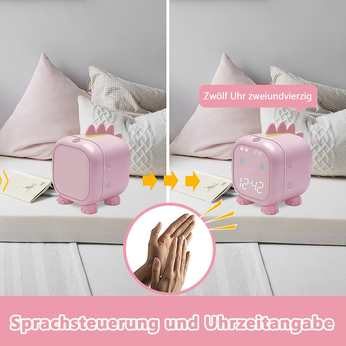 MOPUEA Kinderwecker Kinderwecker LED digitaler USB Wecklicht Schlaftraining Nachttischuhr