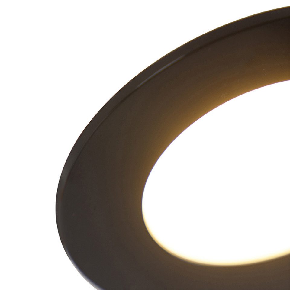 Qazqa LED Einbaustrahler 103275, Dimmbar, LED fest integriert, Extra-Warmweiß, QAZQA Downlight, integrated, Schwarz, Kunststoff, Modern