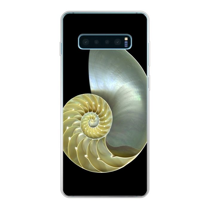 MuchoWow Handyhülle Muschel - Schwarz - Perlmutt Phone Case Handyhülle Samsung Galaxy S10 Lite Silikon Schutzhülle