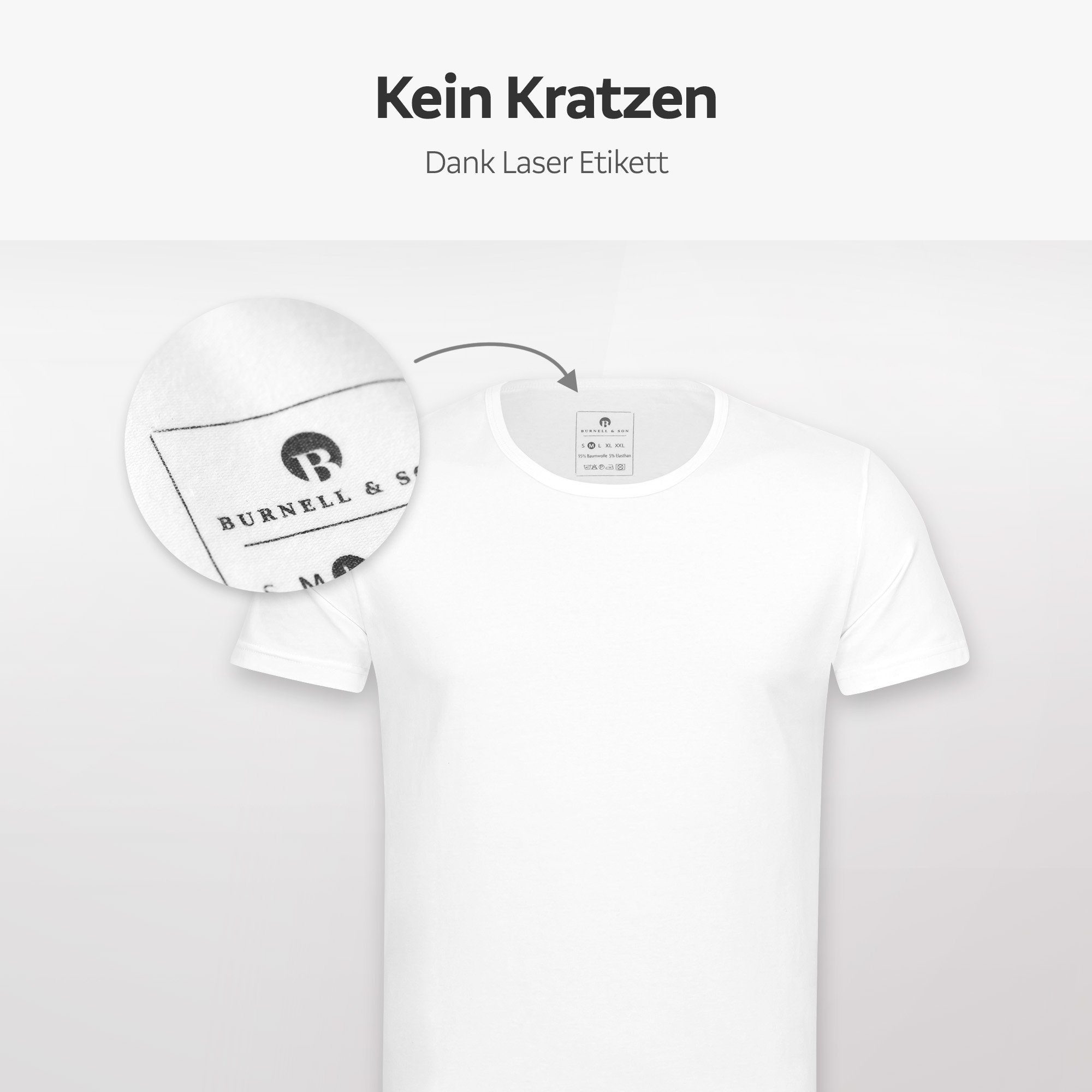 Burnell & Son Unterhemd T-Shirt Business mit Kurzarm und Rundhals für Herren aus Baumwolle (Packung, Set, Spar-Pack, Spar-Packung, Spar-Set, 3-St., 3er-Pack) Feinripp, extra lang