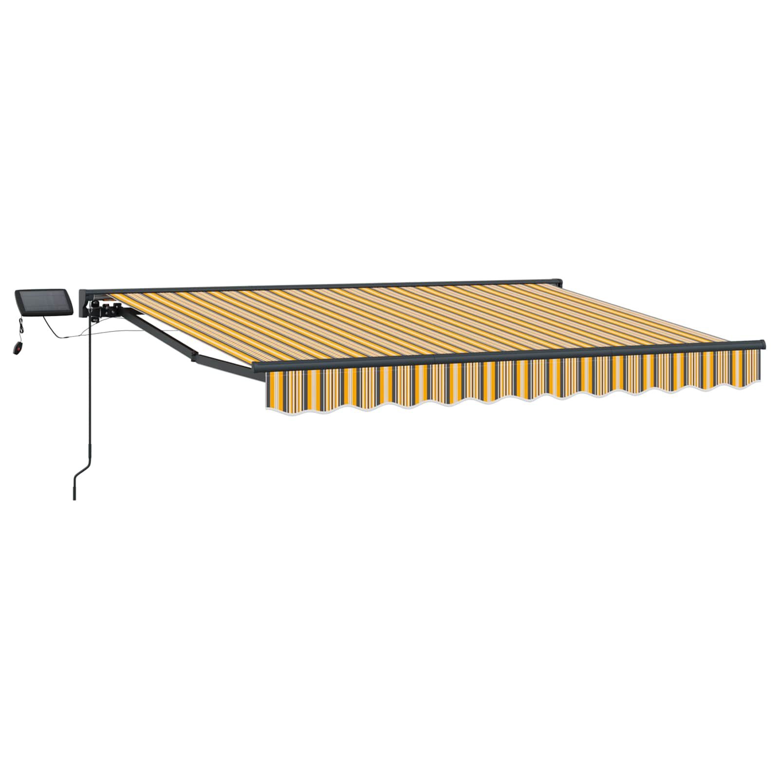 vidaXL Markise Manueller Markisenrahmen mit LEDs Gelb, Grau, Anthrazit 3 x 2 m (1-St)