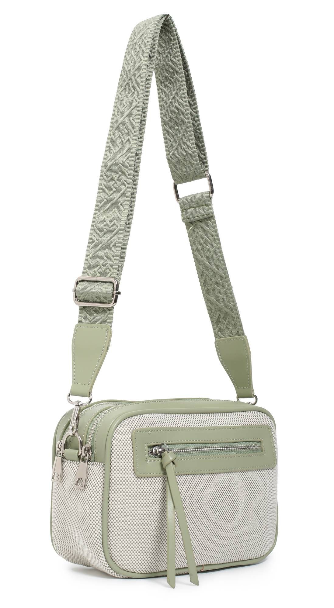 Schultertasche Damen Tasche Crossbody Canvas Umhängetasche Brusttasche Leder Optik