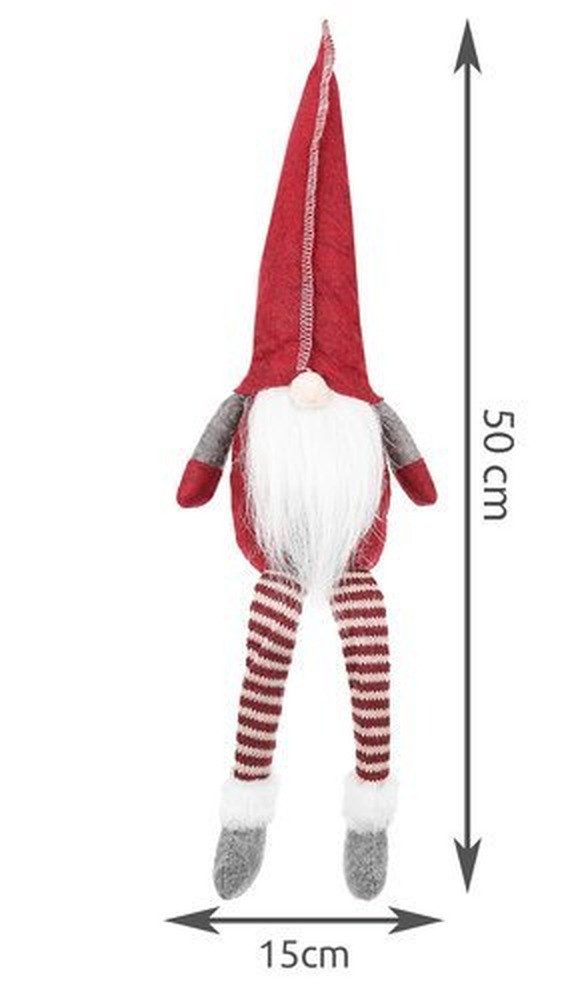 Ruhhy Weihnachtsfigur Weihnachtsdeko Weihnachtself (Spar-Set, 1 St., dekorativ), sitzender Elf in Rot-Grau-Weiß mit Bart, bringt festliche Stimmung
