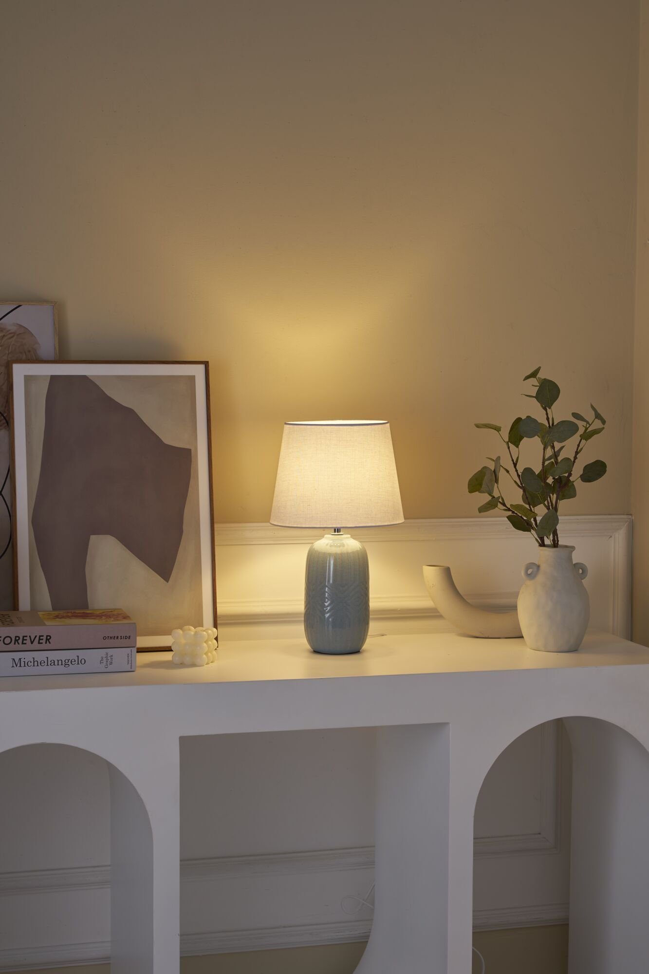 Pauleen Tischleuchte Glowing Hug max20W Blau/Beige günstig online kaufen