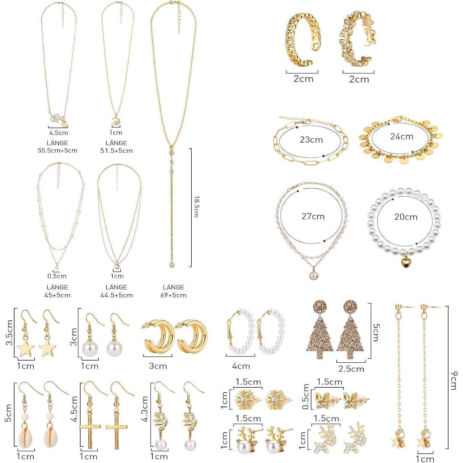 LuxusKollektion Schmuck-Adventskalender Adventskalender Schmuck 24 Überraschungen Gold für Frauen und Mädchen