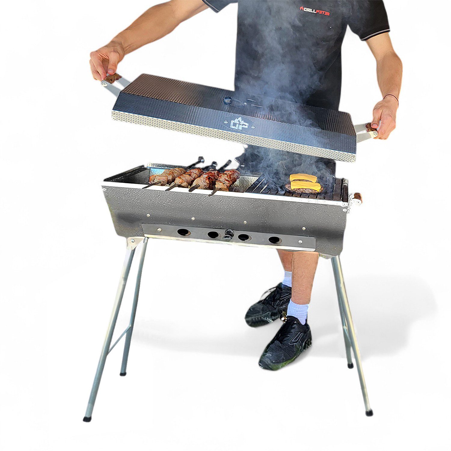Grillpeter Holzkohlegrill Schaschlikgrill Astana Deluxe Mangal rostfreiem Edelstahl