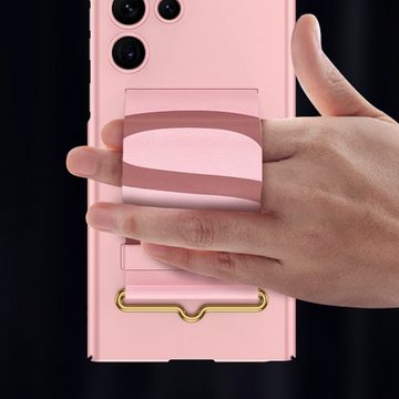 Wigento Handyhülle Für Samsung Galaxy S22 Ultra 5G Kunststoff Design Schlaufe Handy Tasche Hülle Etuis Grün