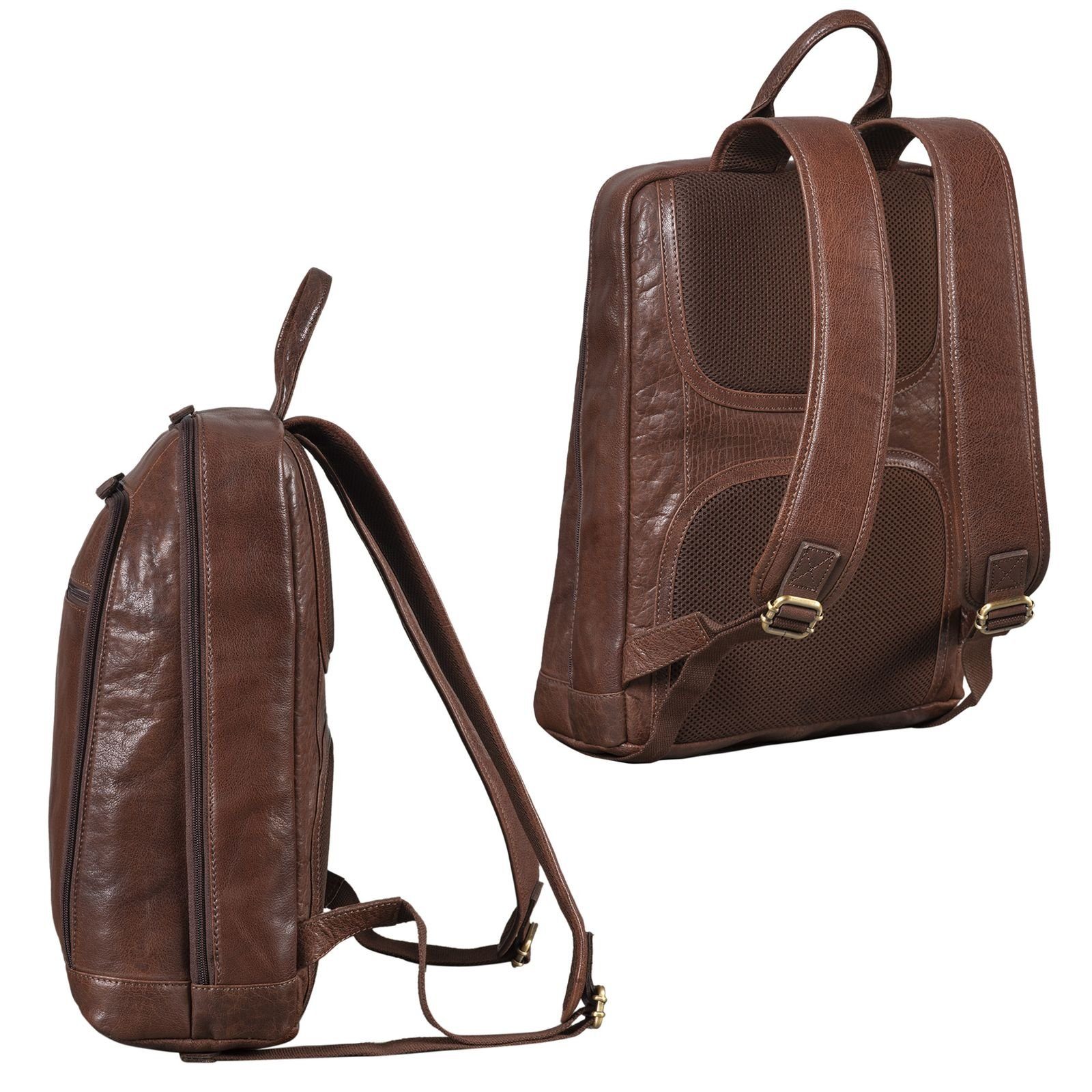 15.6 maraska - Leder dunkelbraun Zoll STILORD "Watson" Rucksack Notebook-Rucksack Laptop