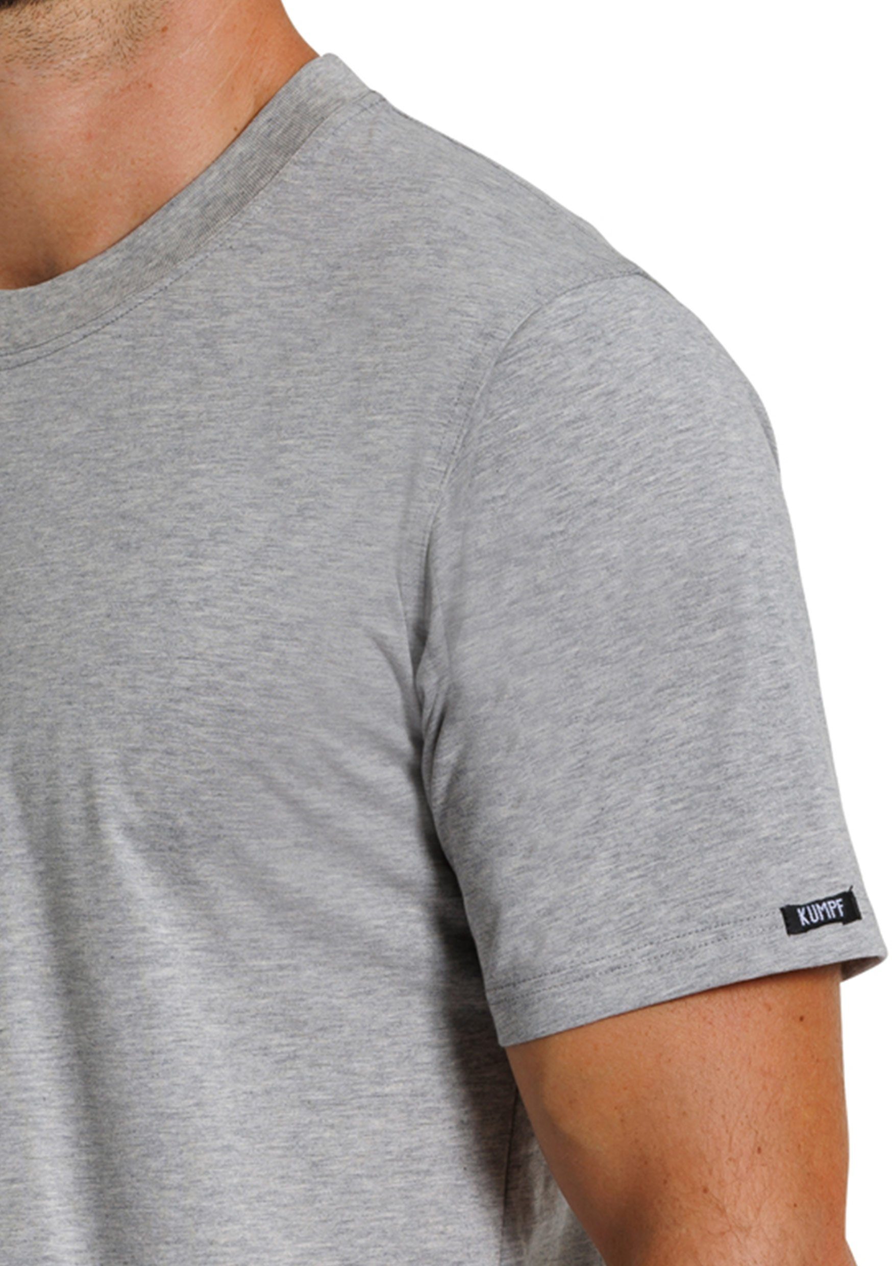 Herren Sparpack stahlgrau-melange Cotton 2-St) T-Shirt Markenqualität KUMPF Bio Unterziehshirt hohe (Spar-Set, 2er