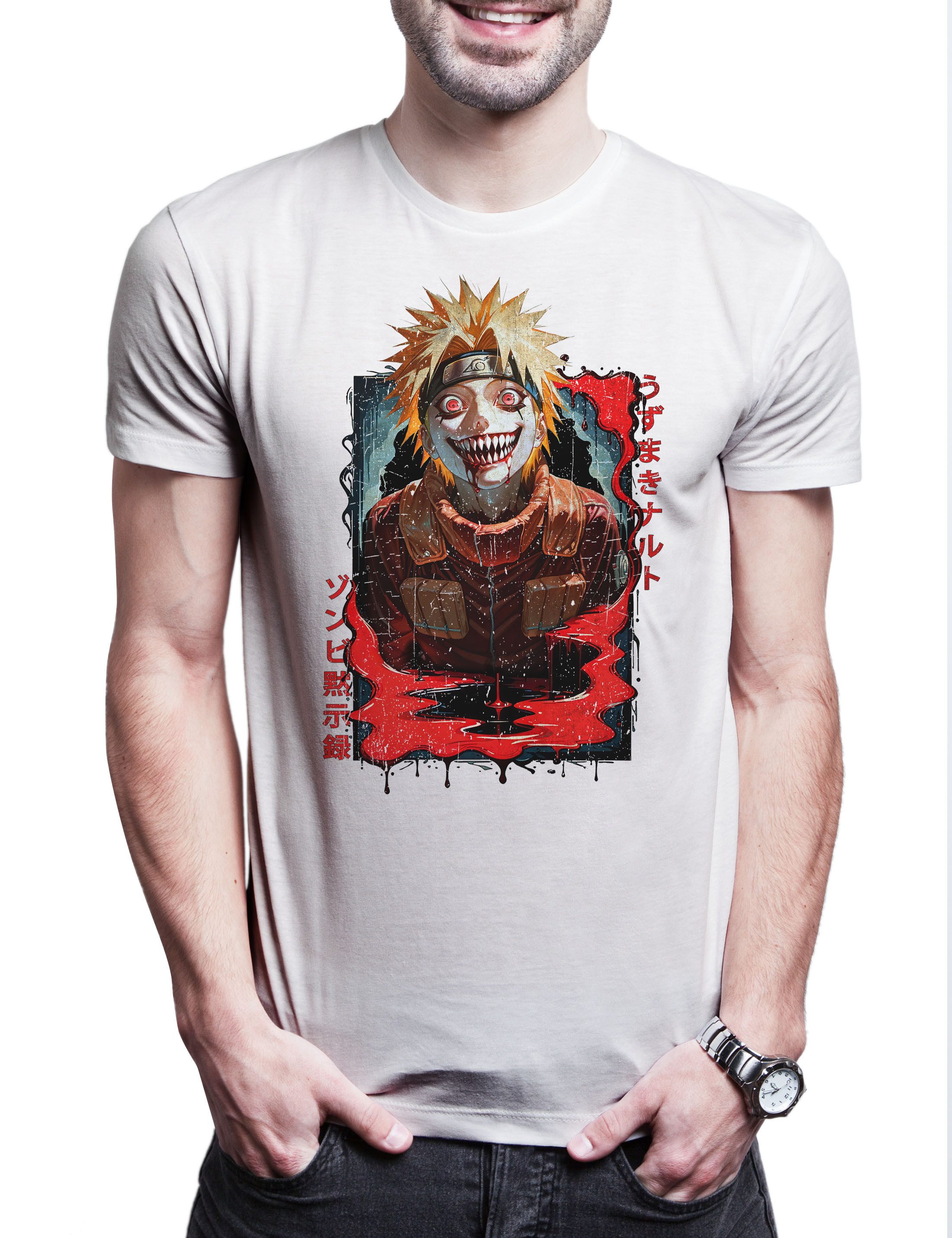 Print-Shirt Shinobi Horror Herren T-Shirt Ninja System Anime Naruto Horror
