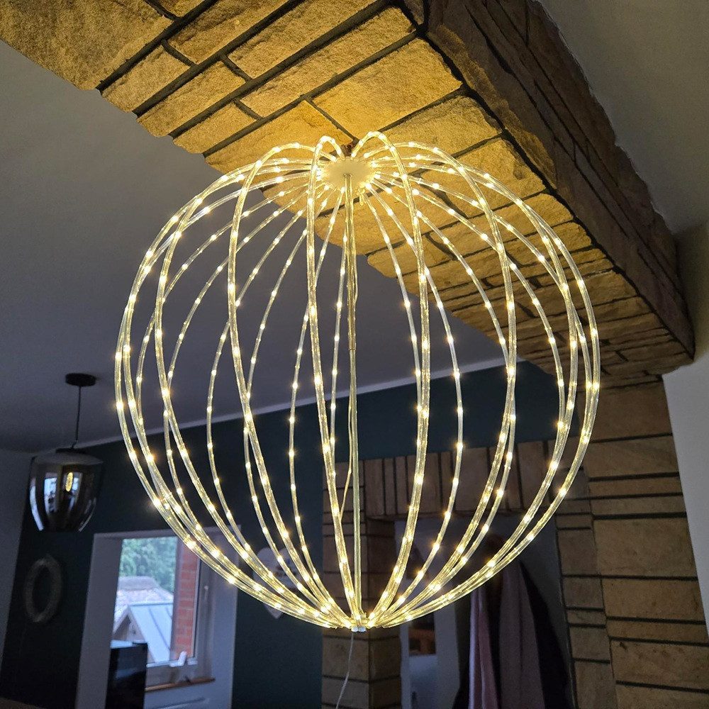 Star-Max Dekohänger 36386 LED-Kugelleuchte 50cm 295er warmweiß Teleskopmechanismus Timer