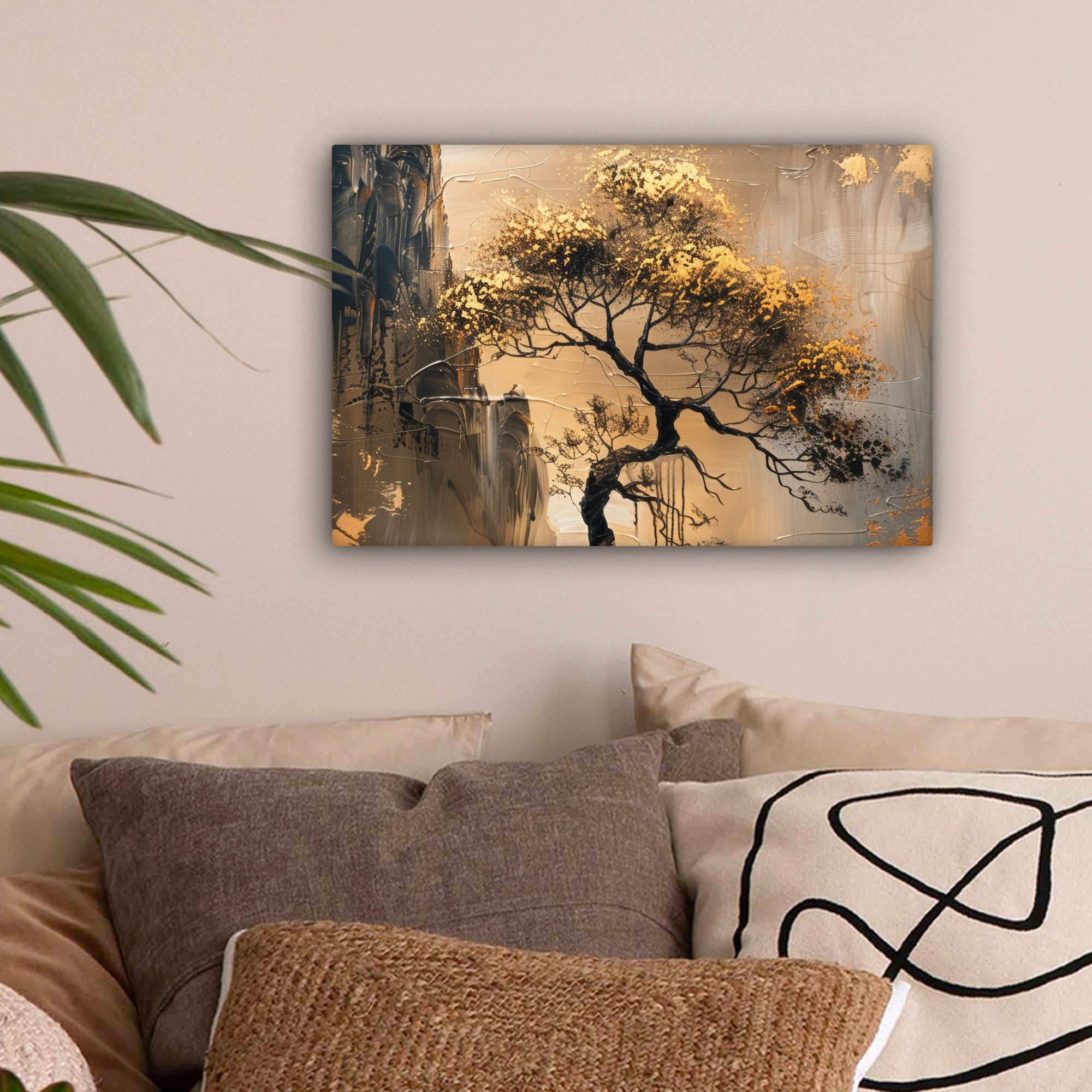 OneMillionCanvasses® Leinwandbild Baum - Gold - Landschaft - Farbe, Fotodru günstig online kaufen